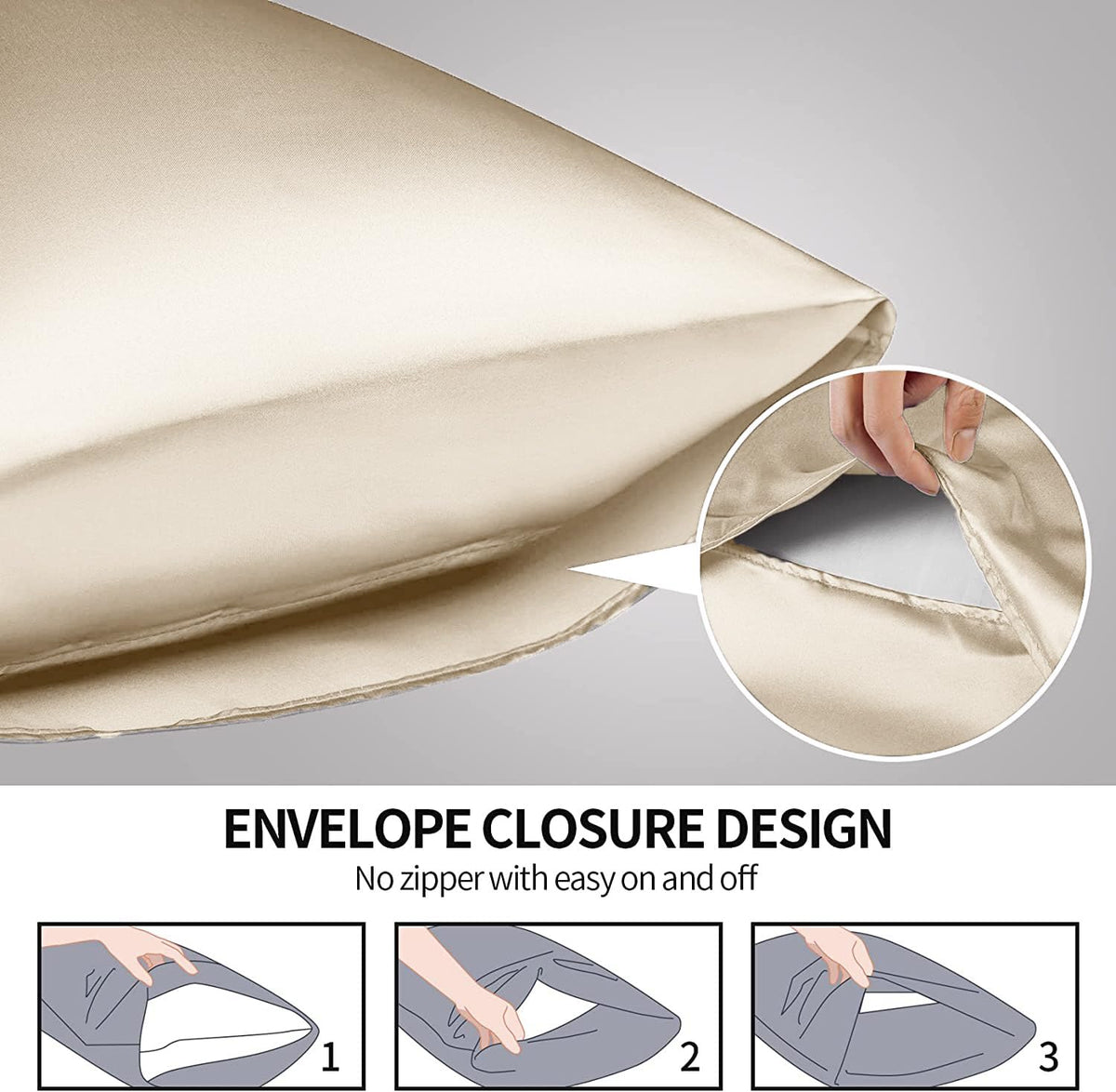 SANOOR Satin Pillowcases Pillowcase Standard Classic Caramel Beige Soft NEW