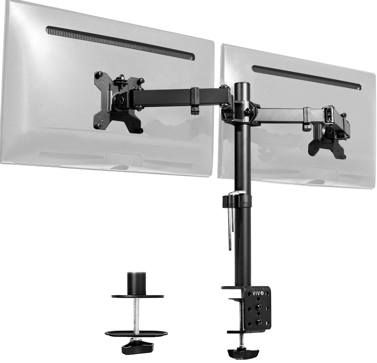 VIVO Dual Monitor Desk Mount Adjustable Heavy Duty Black Arm Stand DEMO