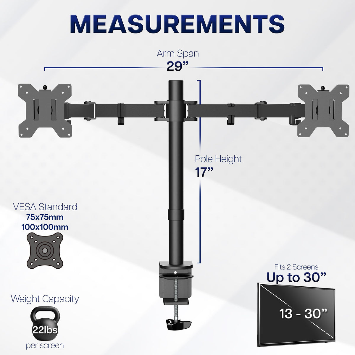 VIVO Dual Monitor Desk Mount Adjustable Heavy Duty Black Arm Stand DEMO