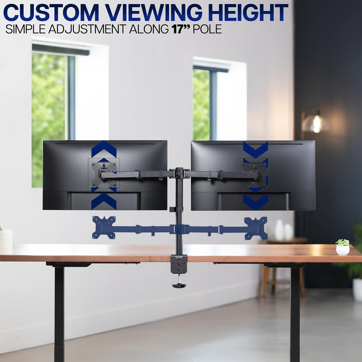 VIVO Dual Monitor Desk Mount Adjustable Heavy Duty Black Arm Stand DEMO