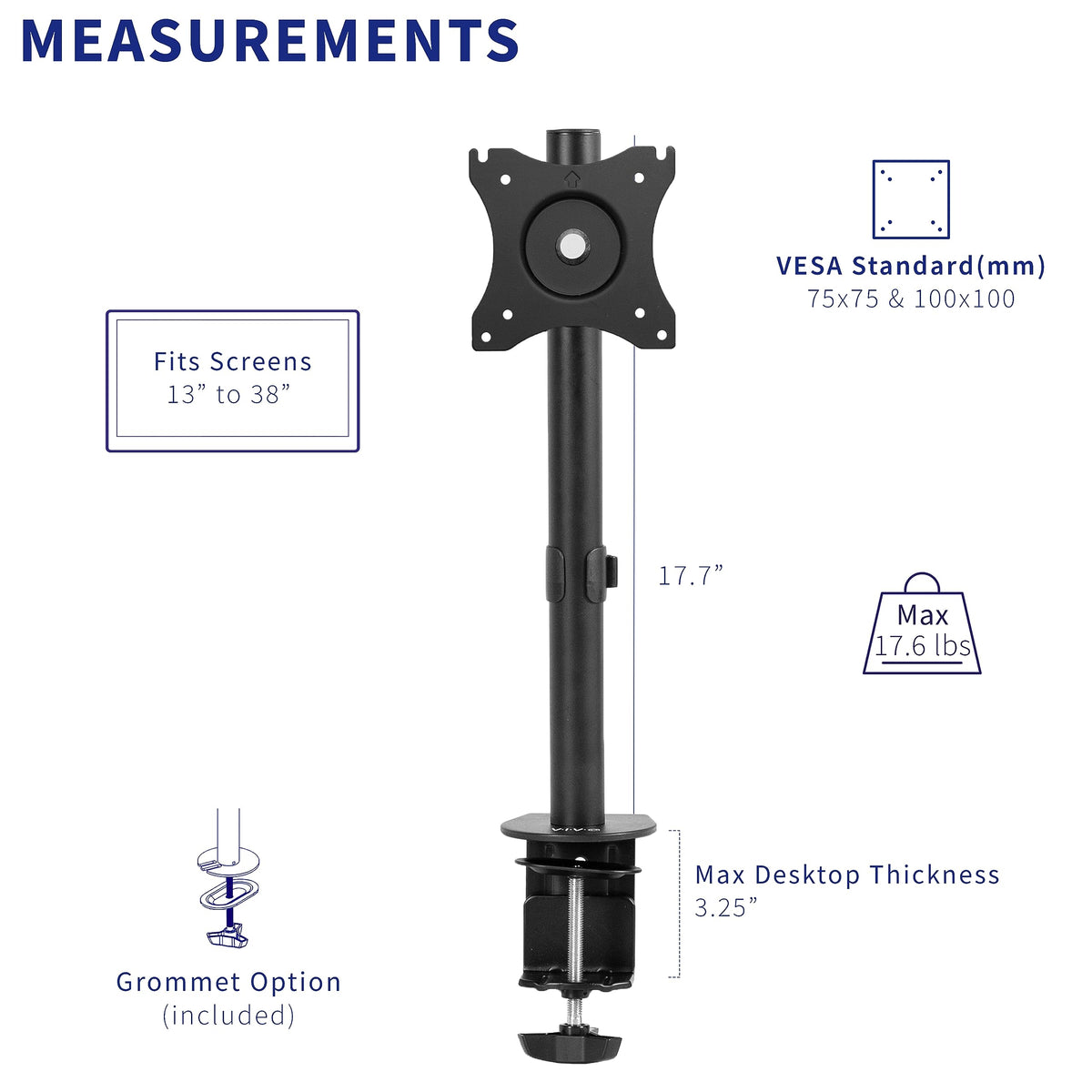 VIVO Single Monitor Desk Mount Stand Heavy Duty Steel - Black NEW