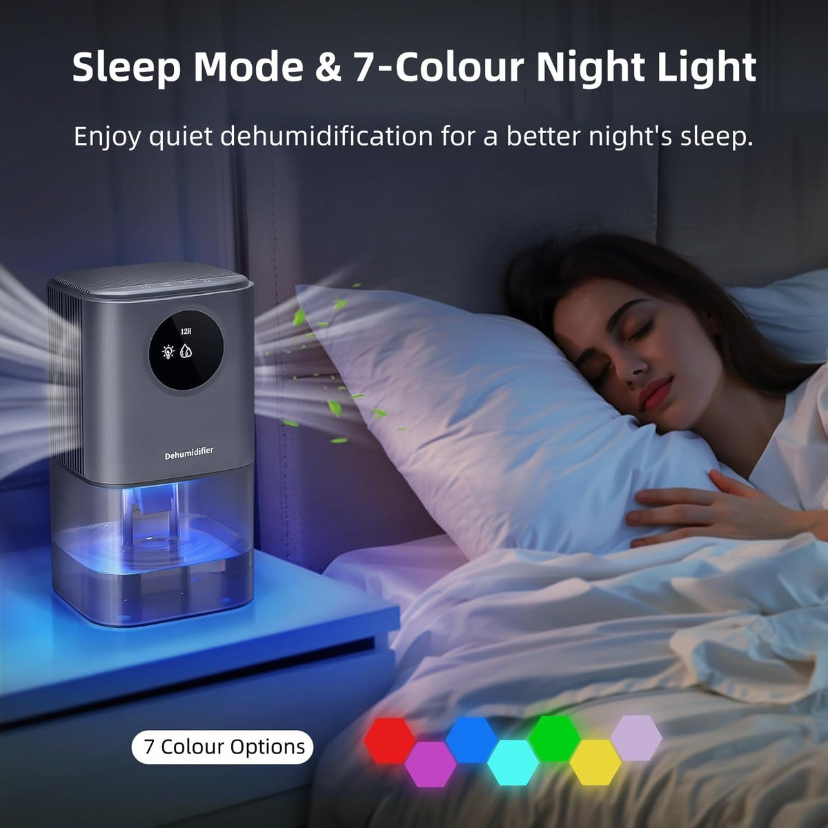 Dehumidifier 1700ml LED Display Black Home Bedroom Air Quality Size 1700ml NEW