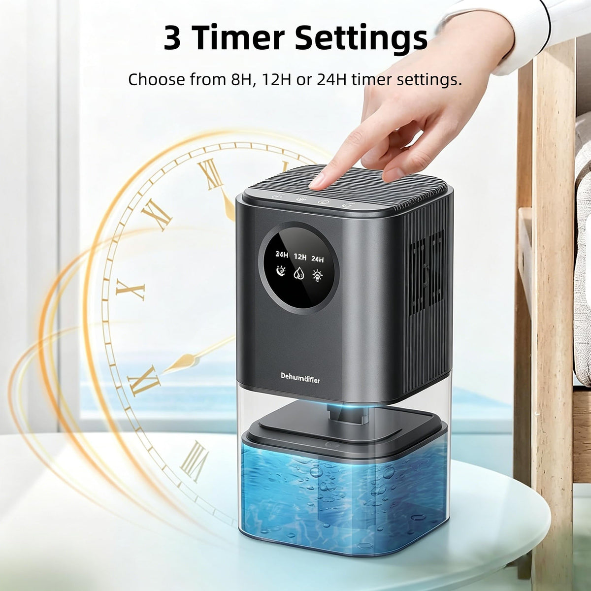 Dehumidifier 1700ml LED Display Black Home Bedroom Air Quality Size 1700ml NEW