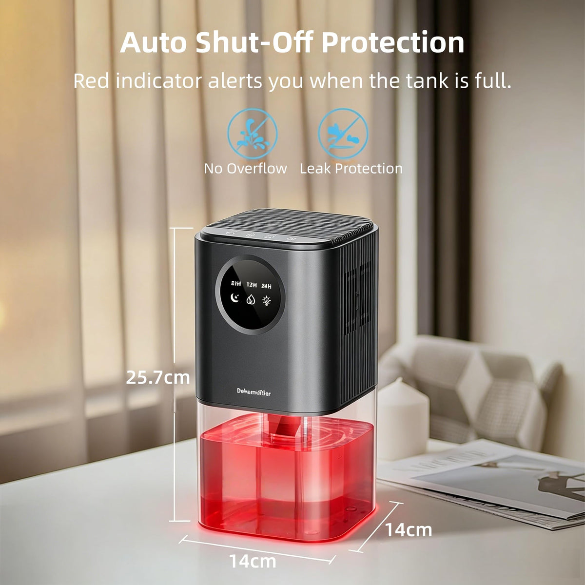 Dehumidifier 1700ml LED Display Black Home Bedroom Air Quality Size 1700ml NEW