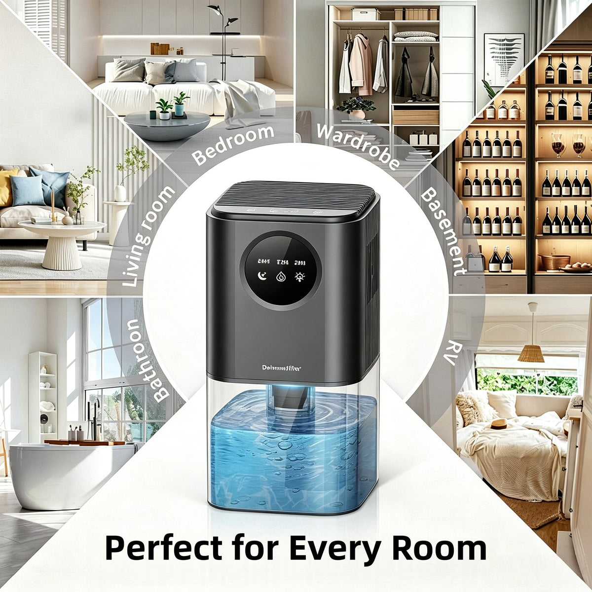 Dehumidifier 1700ml LED Display Black Home Bedroom Air Quality Size 1700ml NEW