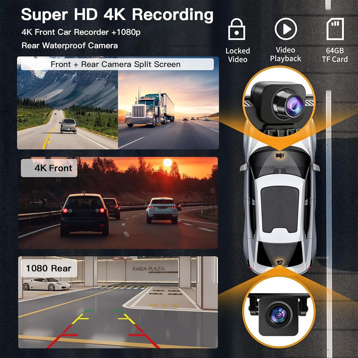 9" Black Car Play Wireless CarPlay Android Auto 4K Dash Cam Screen Size 9" DEMO
