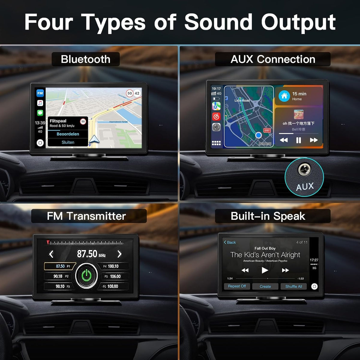 9" Black Car Play Wireless CarPlay Android Auto 4K Dash Cam Screen Size 9" DEMO