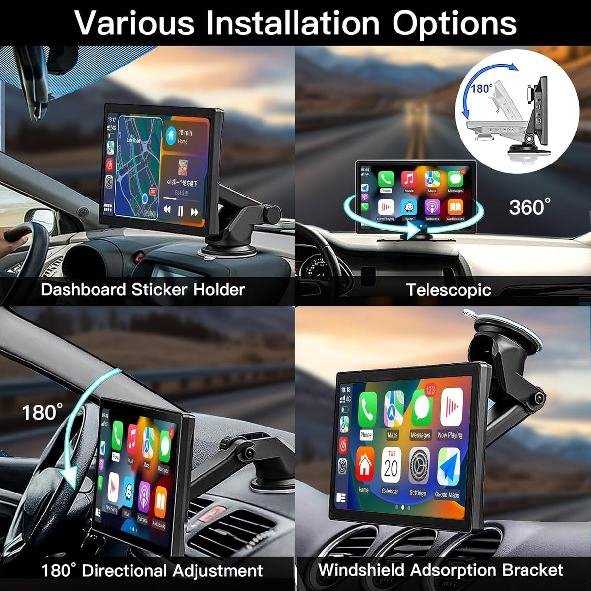 9" Black Car Play Wireless CarPlay Android Auto 4K Dash Cam Screen Size 9" DEMO