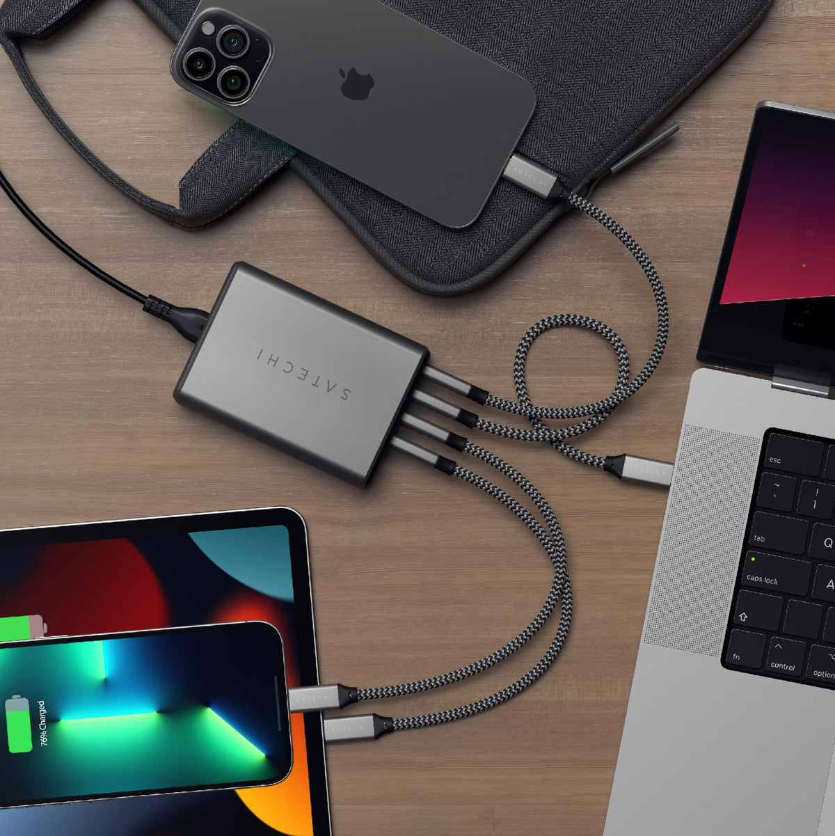 Satechi 165W Mains Chargers USB-C 4-Port GaN Charging Station - Space Gray DEMO
