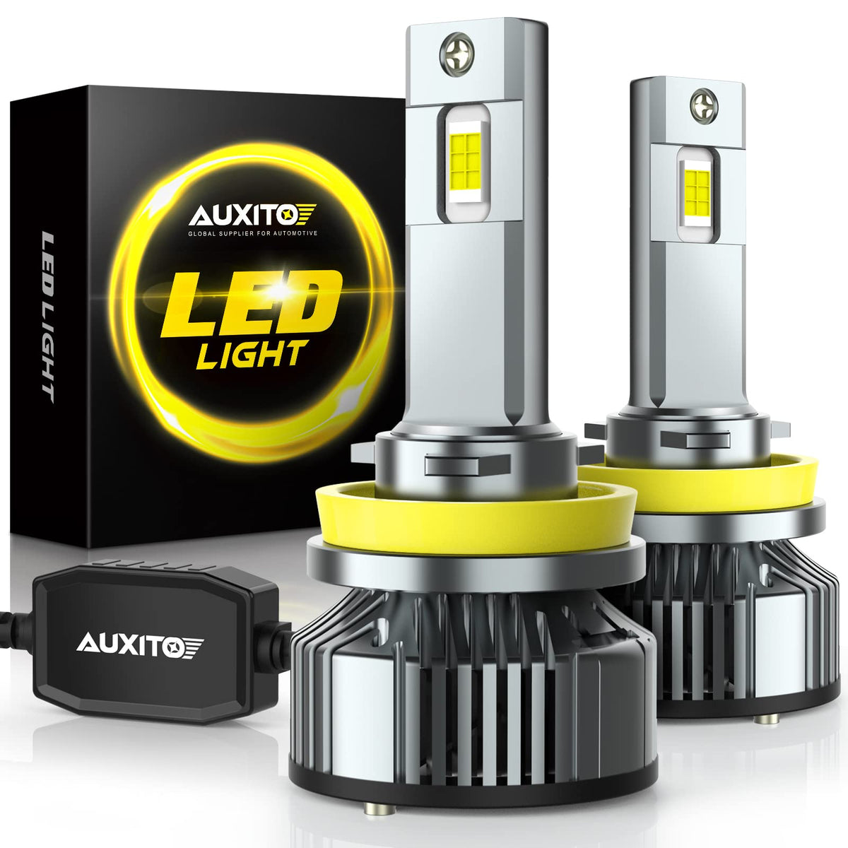 AUXITO LED Headlights Headlight Bulbs H8 H9 H11 6500K Cool White Silver NEW