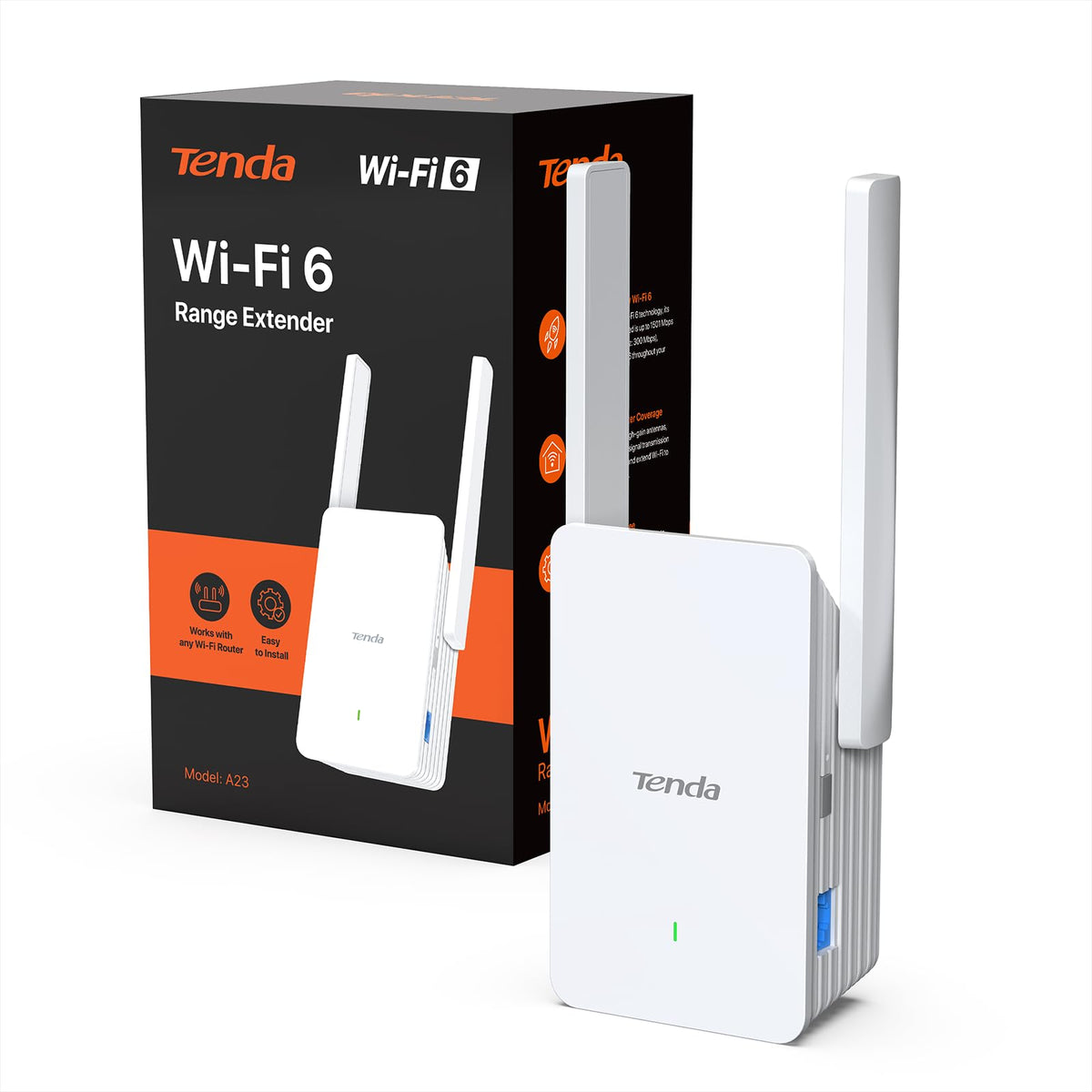 Tenda AX1500 WiFi 6 Range Extender Signal Booster White Device NEW