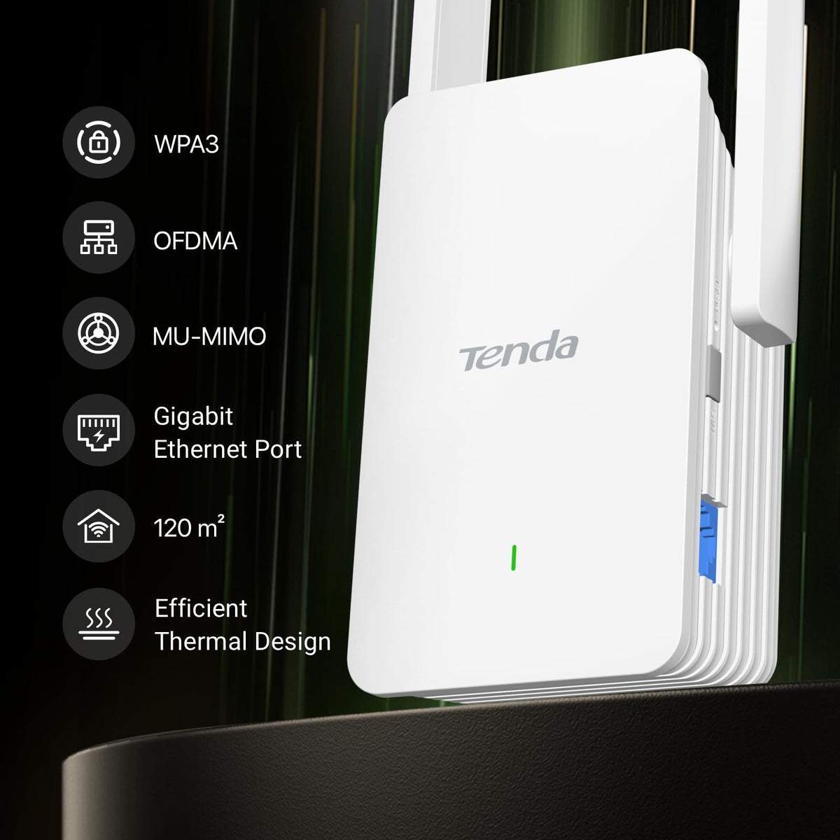 Tenda AX1500 WiFi 6 Range Extender Signal Booster White Device NEW