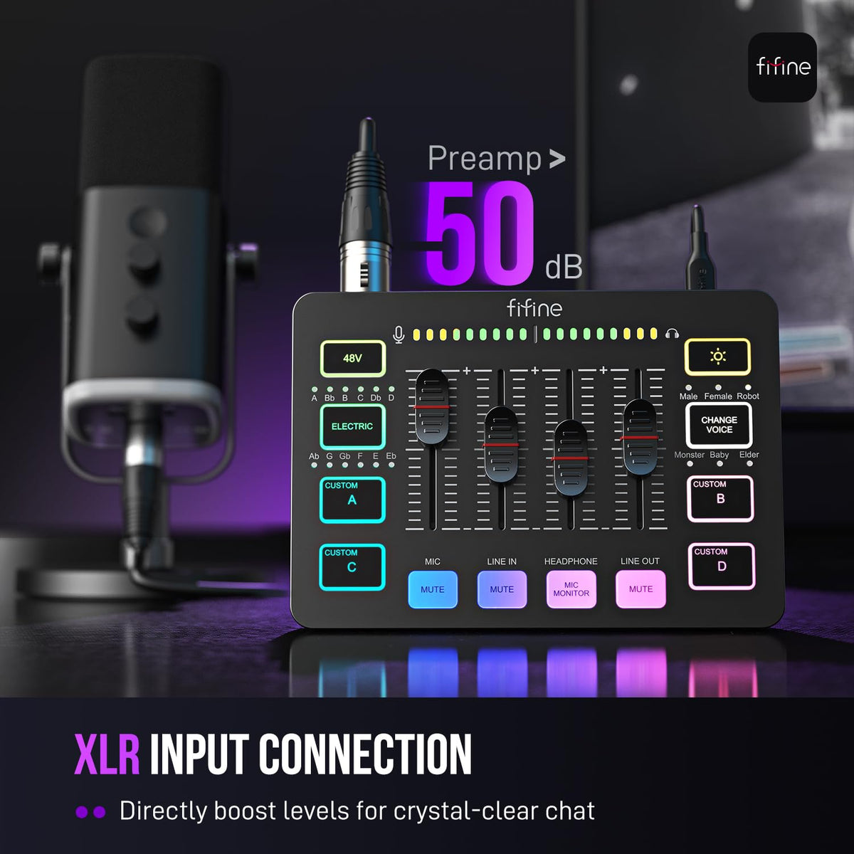 FIFINE AmpliGame DJ Mixers SC3 Black Gaming DJ Mixer Audio Recording DEMO