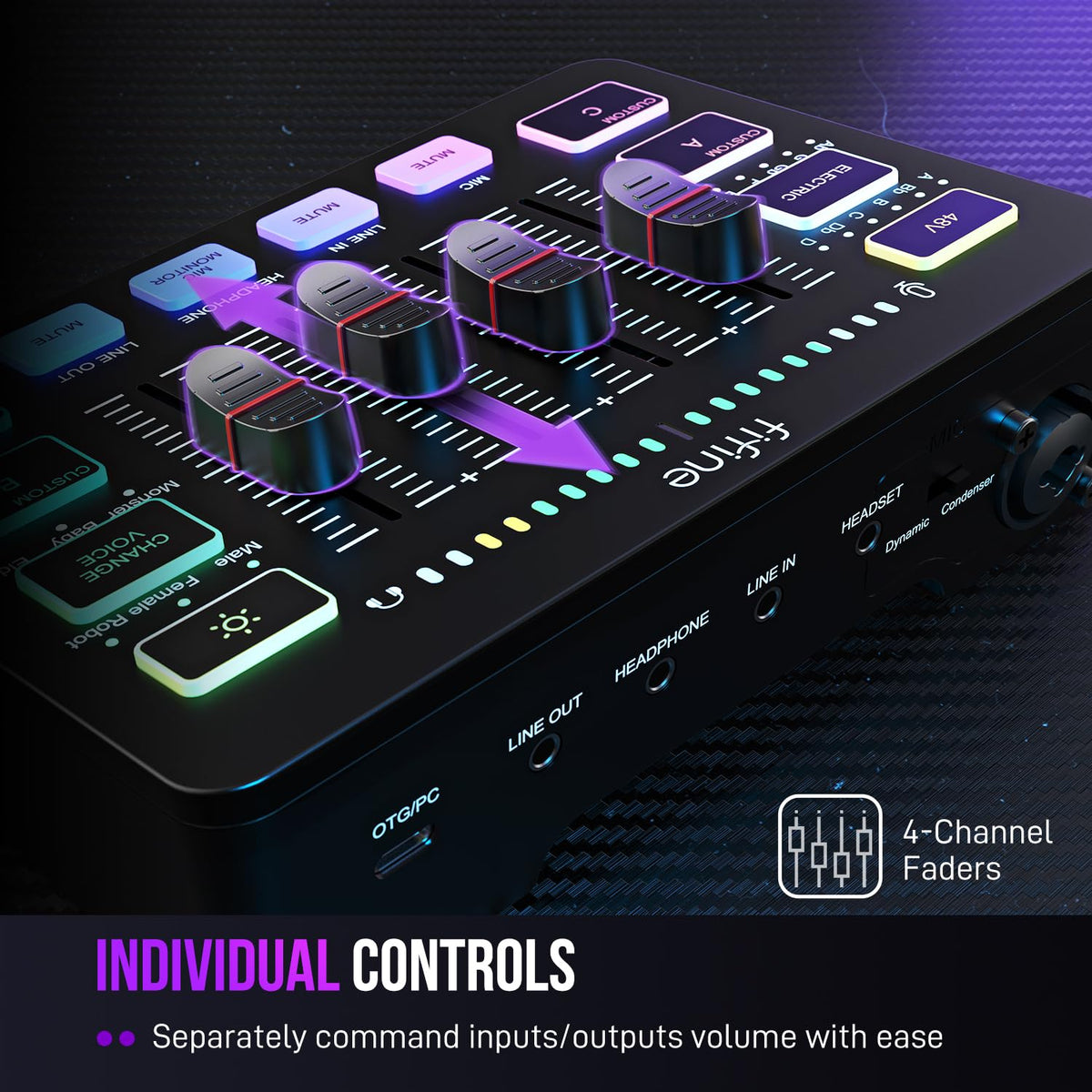 FIFINE AmpliGame DJ Mixers SC3 Black Gaming DJ Mixer Audio Recording DEMO
