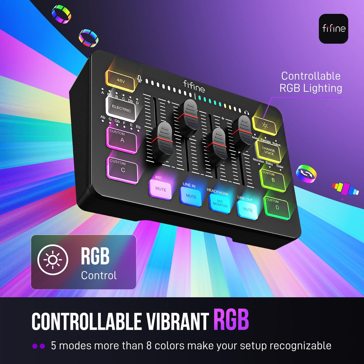 FIFINE AmpliGame DJ Mixers SC3 Black Gaming DJ Mixer Audio Recording DEMO