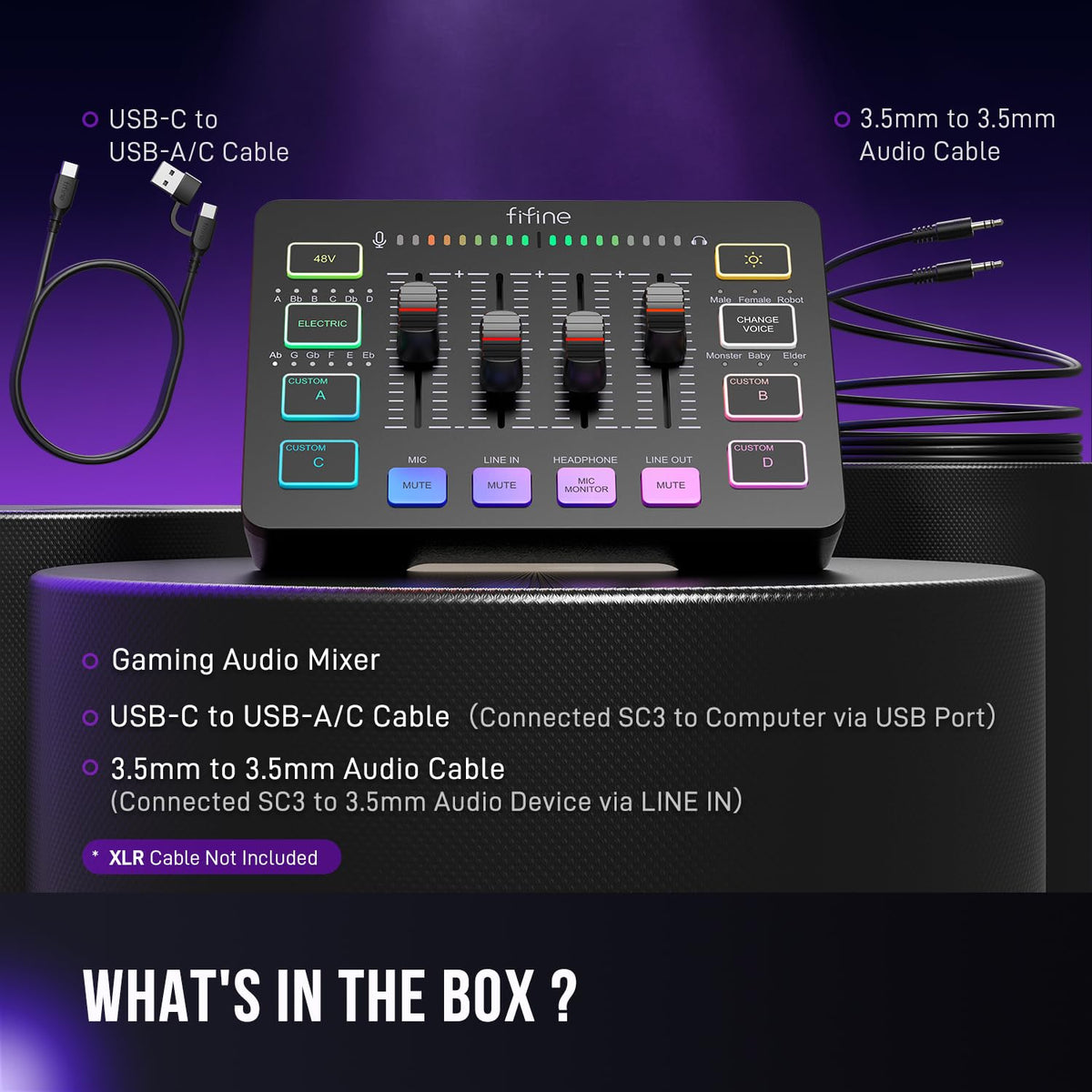 FIFINE AmpliGame DJ Mixers SC3 Black Gaming DJ Mixer Audio Recording DEMO