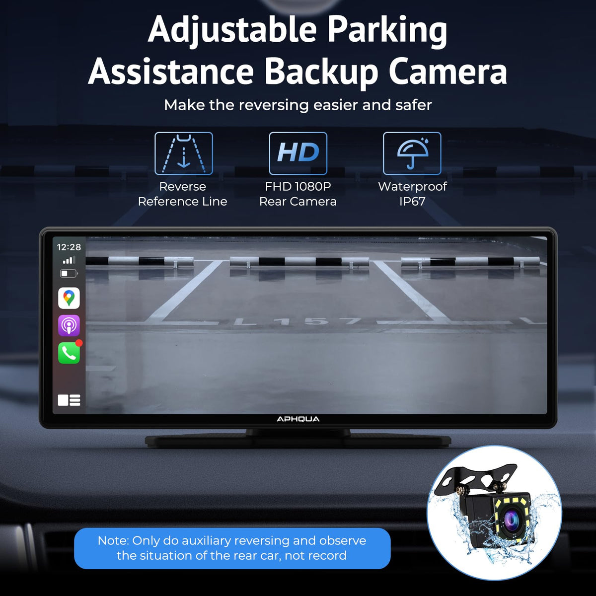 Aphqua 9.26" On-Dash-Monitoring Black Wireless CarPlay Android Auto Car DEMO