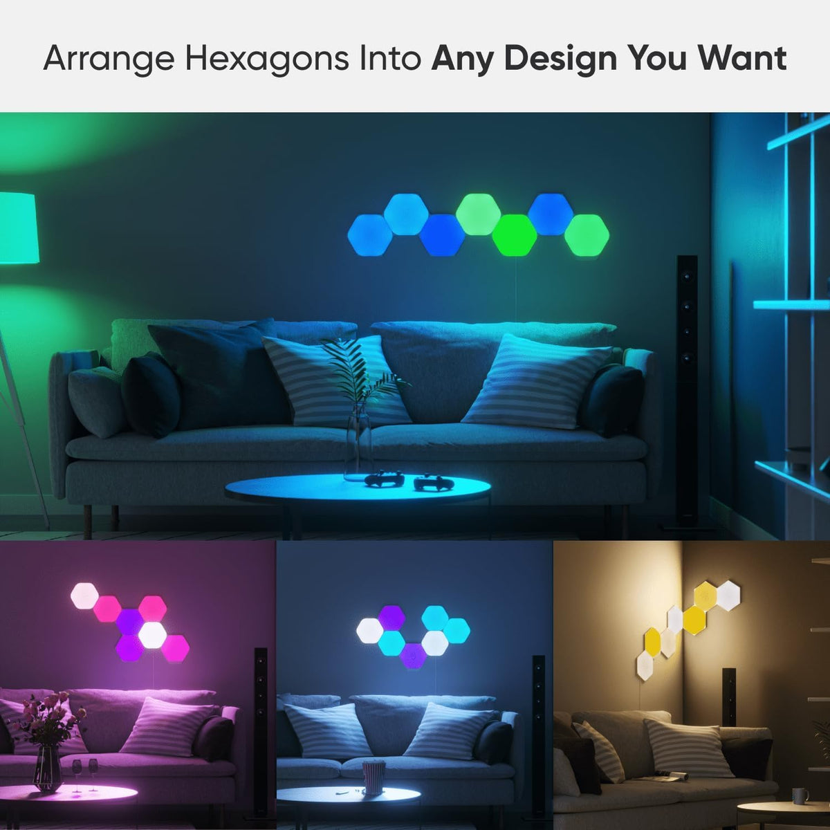 Nanoleaf Shapes Hexagon Smart RGBW LED Wall Light Panels - White NEW
