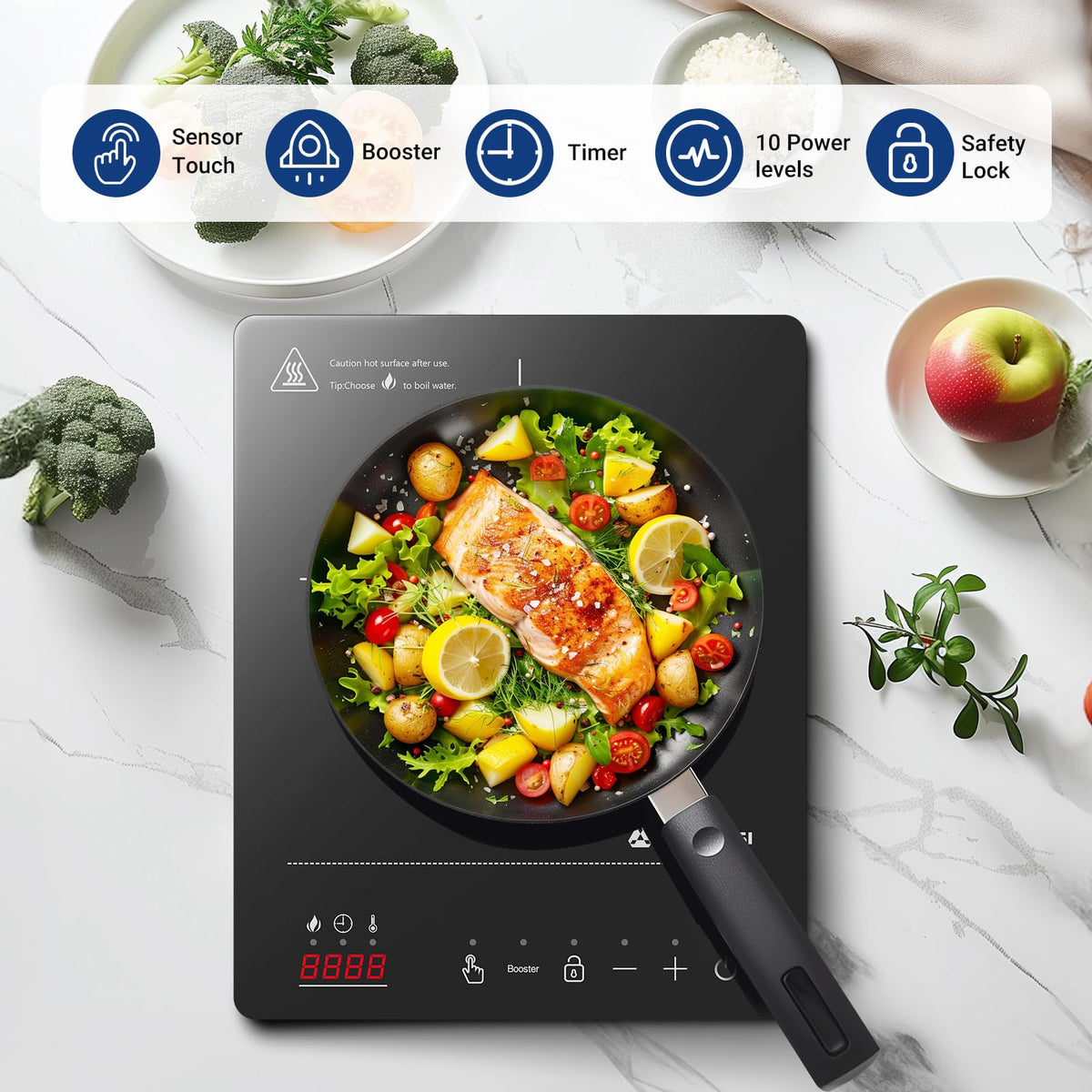 AAOBOSI 2000W Portable Induction Cooktop Single Burner Black DEMO