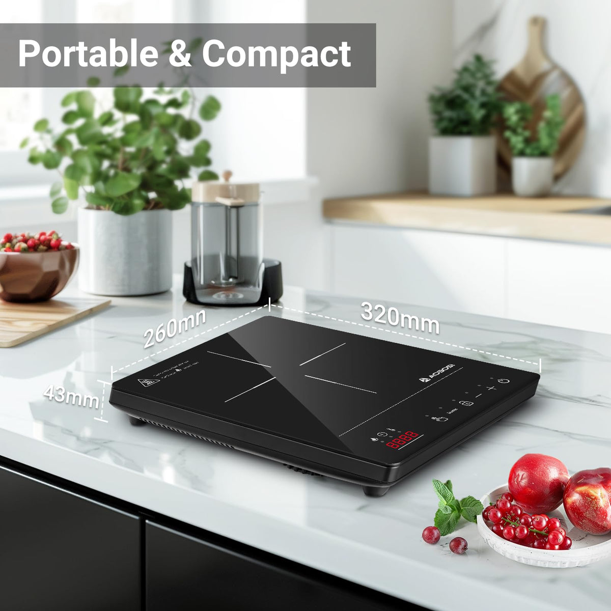AAOBOSI 2000W Portable Induction Cooktop Single Burner Black DEMO