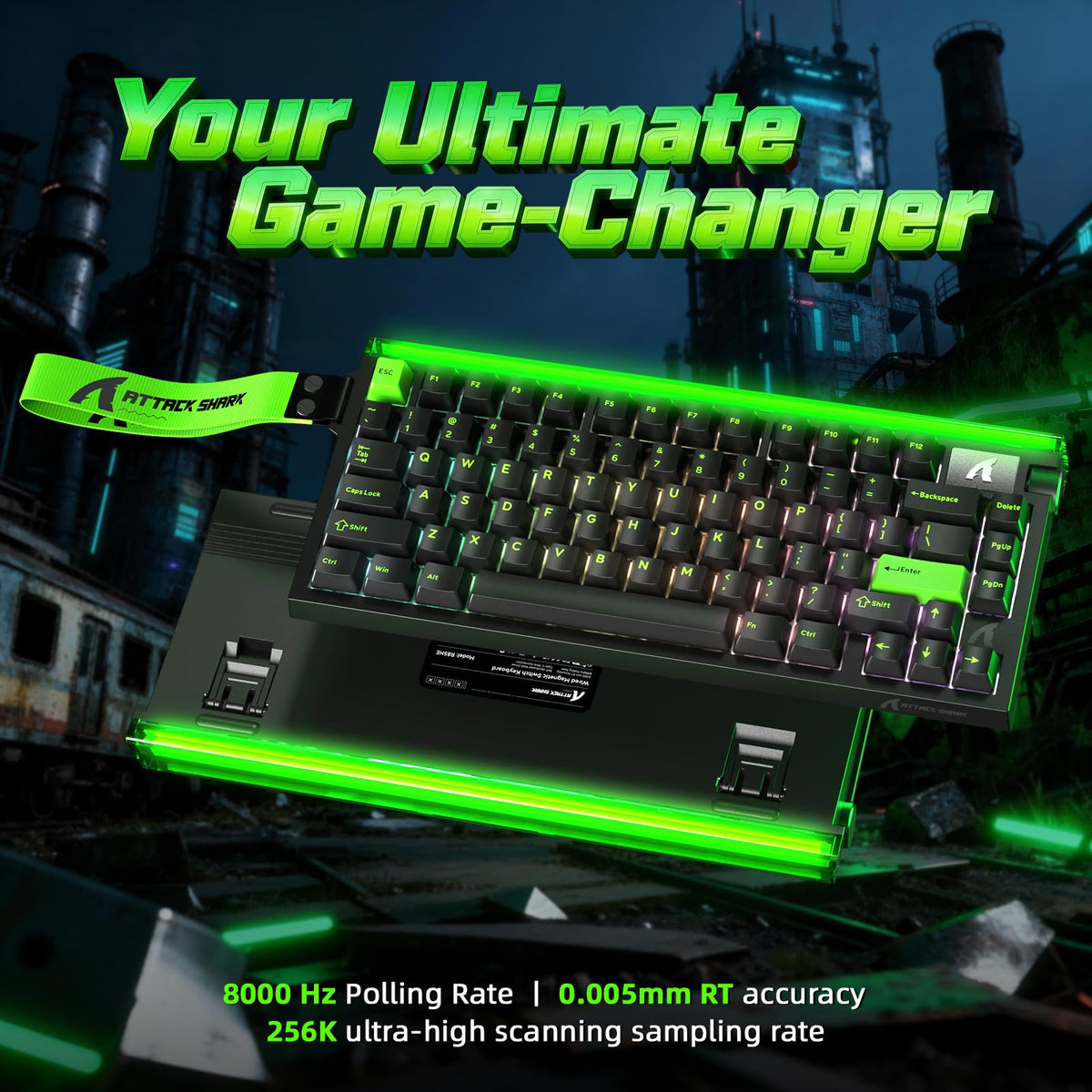 ATTACK SHARK R85 HE Magnetic Gaming Keyboard 75 Key Green Black Size 75 Key NEW