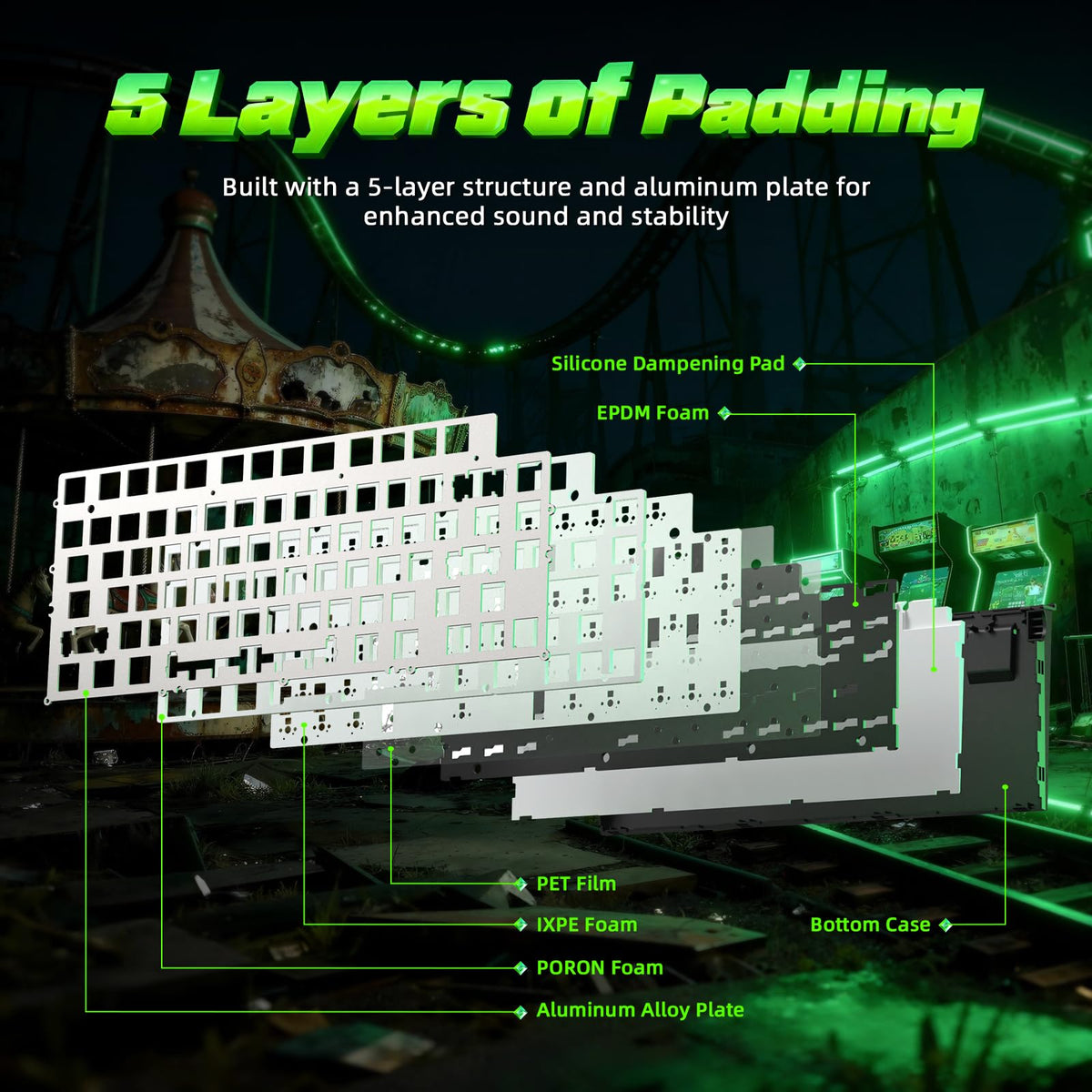 ATTACK SHARK R85 HE Magnetic Gaming Keyboard 75 Key Green Black Size 75 Key NEW