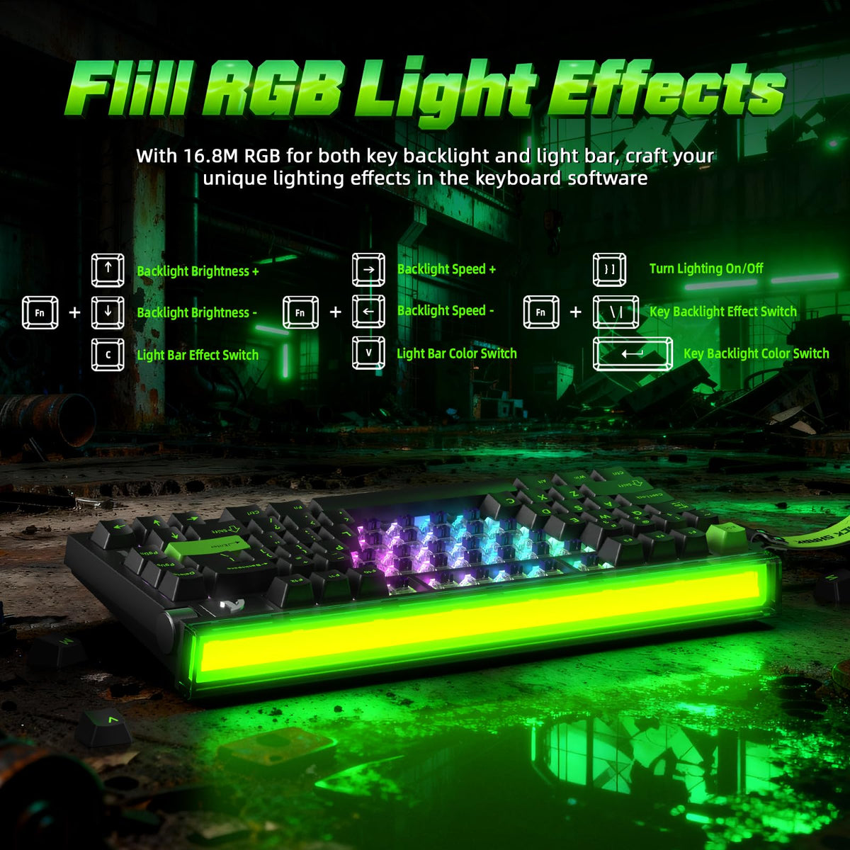 ATTACK SHARK R85 HE Magnetic Gaming Keyboard 75 Key Green Black Size 75 Key NEW