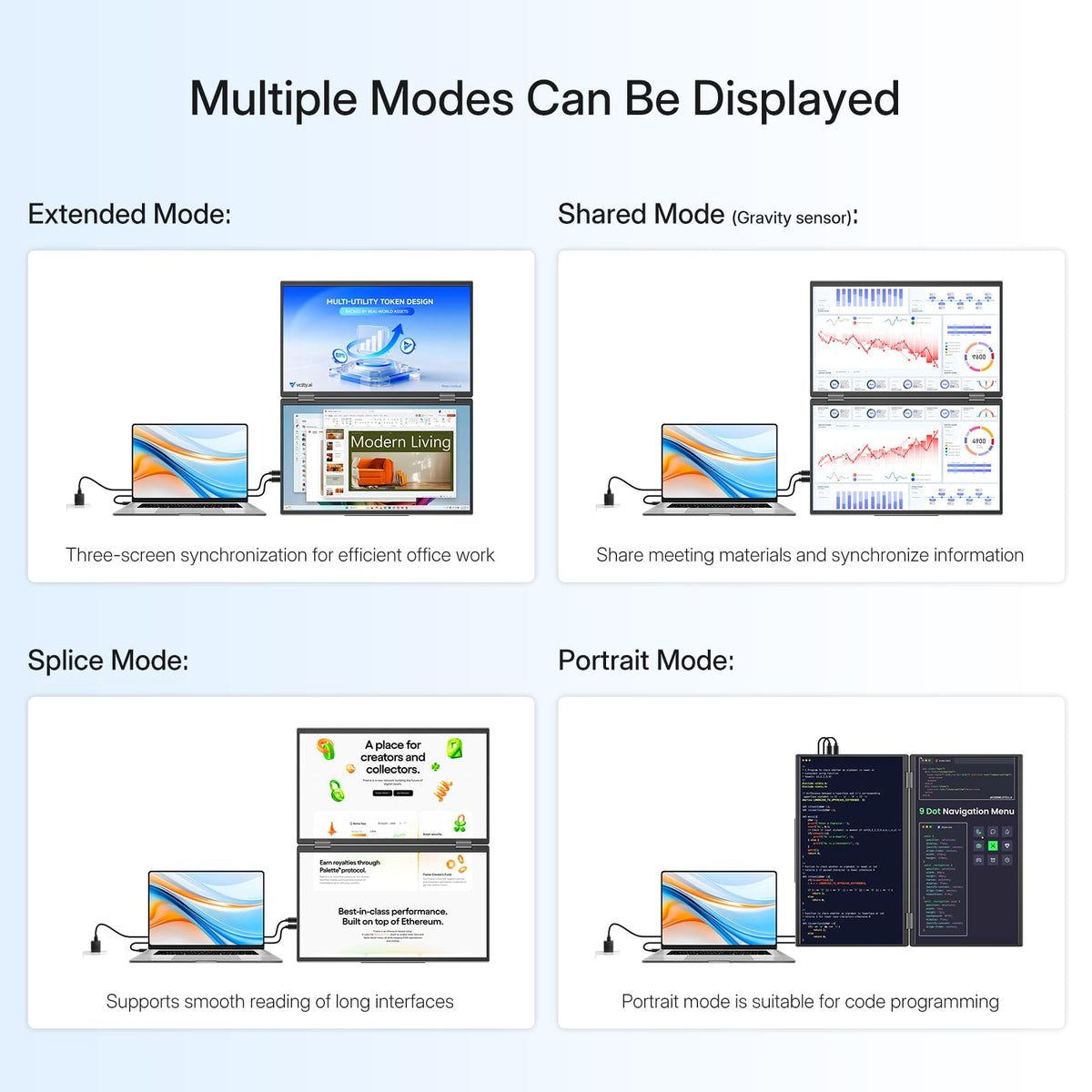 InnoView 18.5" Monitors Portable Monitor Dual Stacked Display - Black Size DEMO