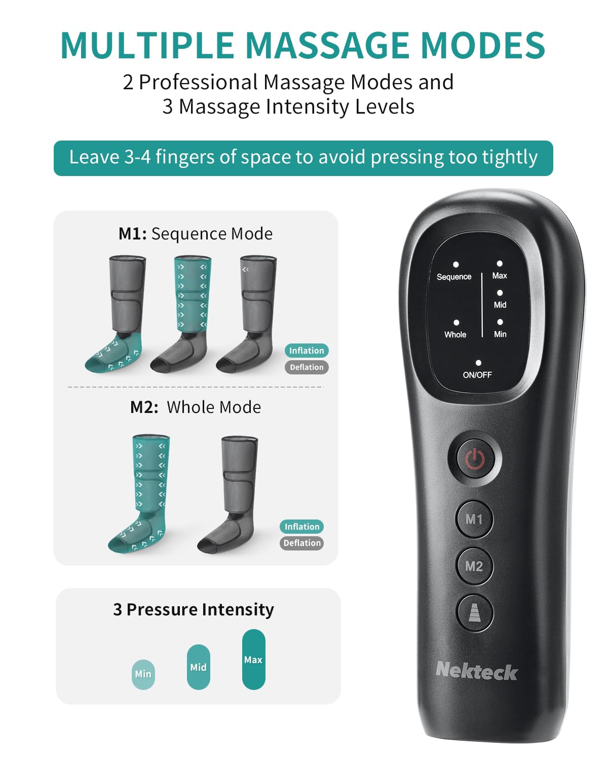 Nekteck Leg Massager with Air Compression for Circulation - Grey DEMO