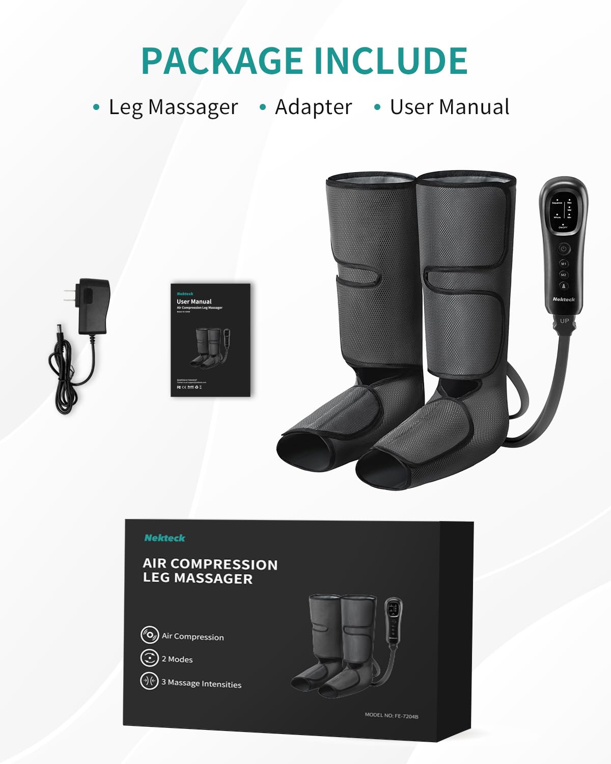Nekteck Leg Massager with Air Compression for Circulation - Grey DEMO