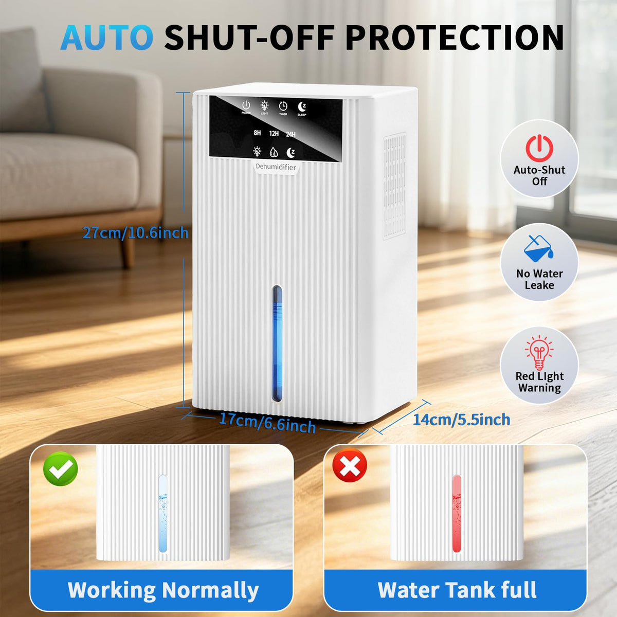 Pudge 2200ML White Dehumidifier for Bedroom Damp Moisture Absorber NEW