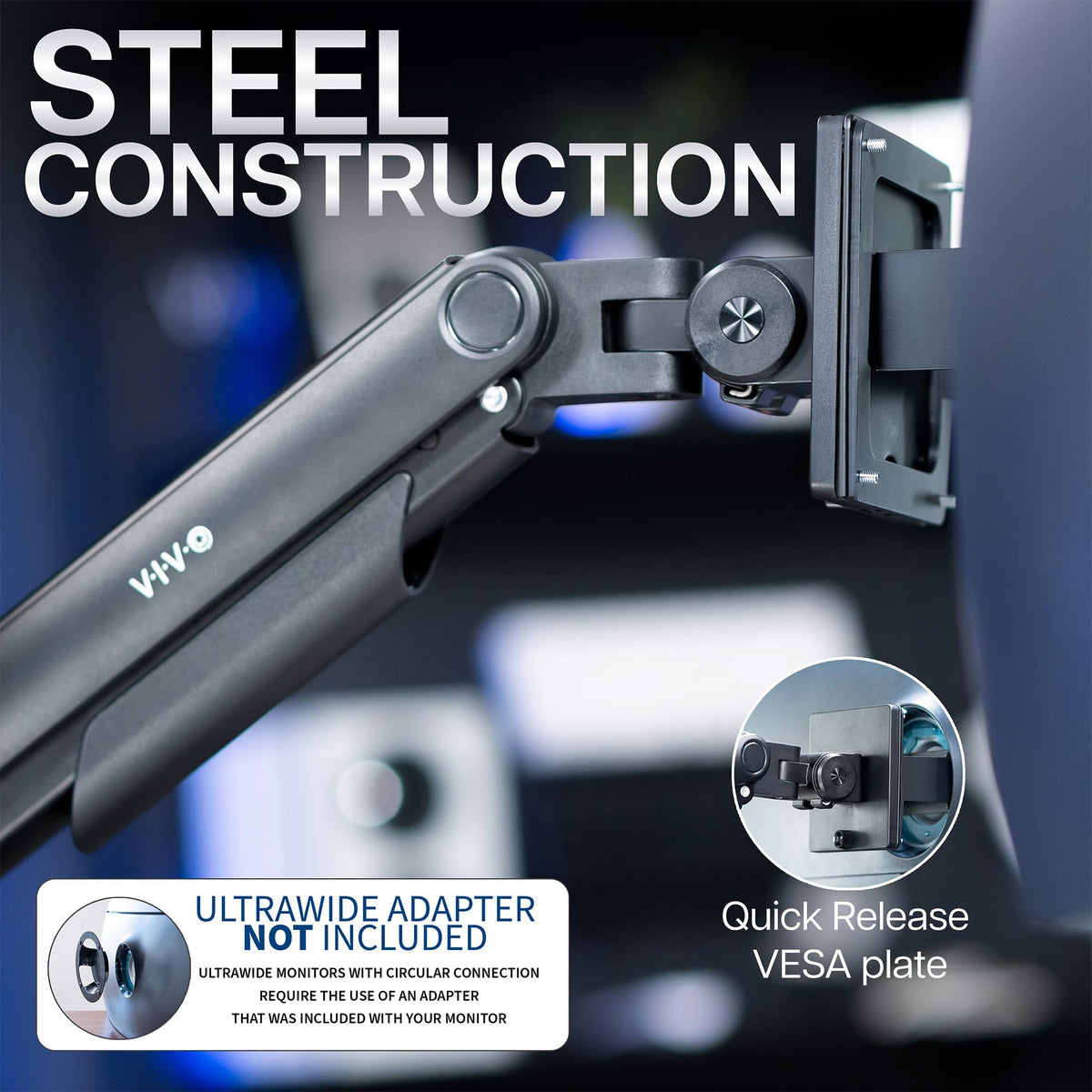 VIVO Heavy Duty Monitor Arm for Ultrawide Screens up to 49" Black Size up NEW