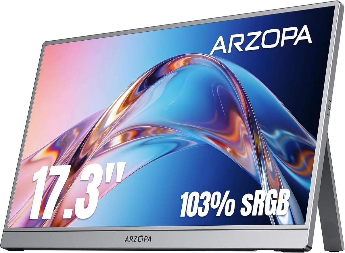 ARZOPA 17.3" Monitors Portable Monitor 1080P FHD IPS Gaming Silver Gray DEMO