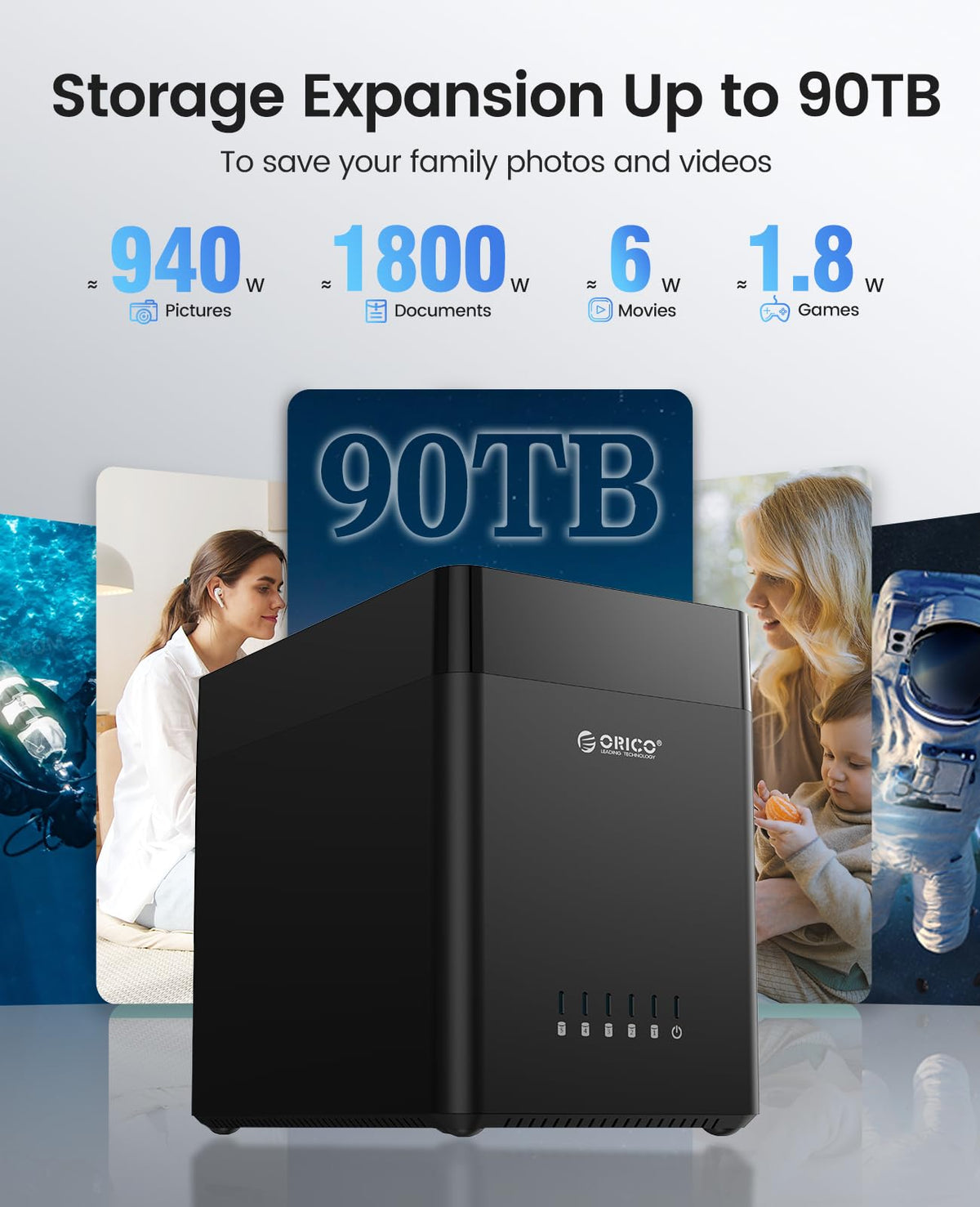 ORICO 5 Enclosures Bay Hard Drive Enclosure USB 3.0 SATA Storage Black DEMO