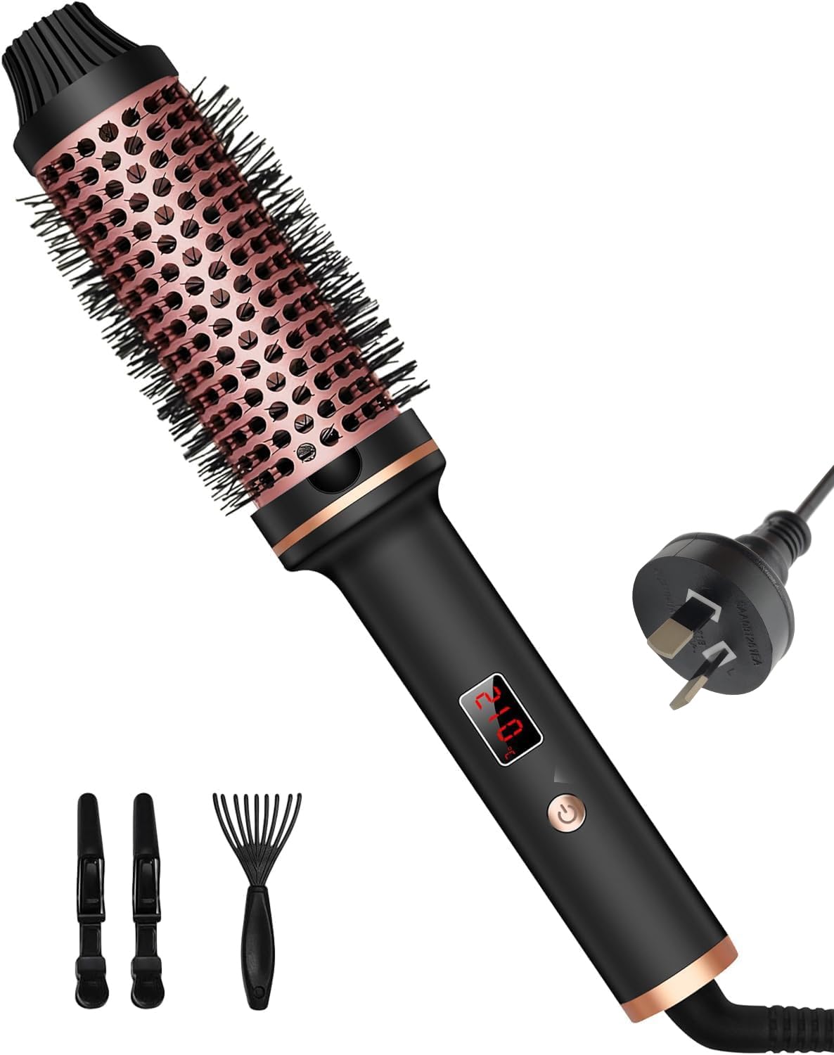 Thermal Hot Air Styler Brush 38mm LCD Display Ceramic Black Gold NEW