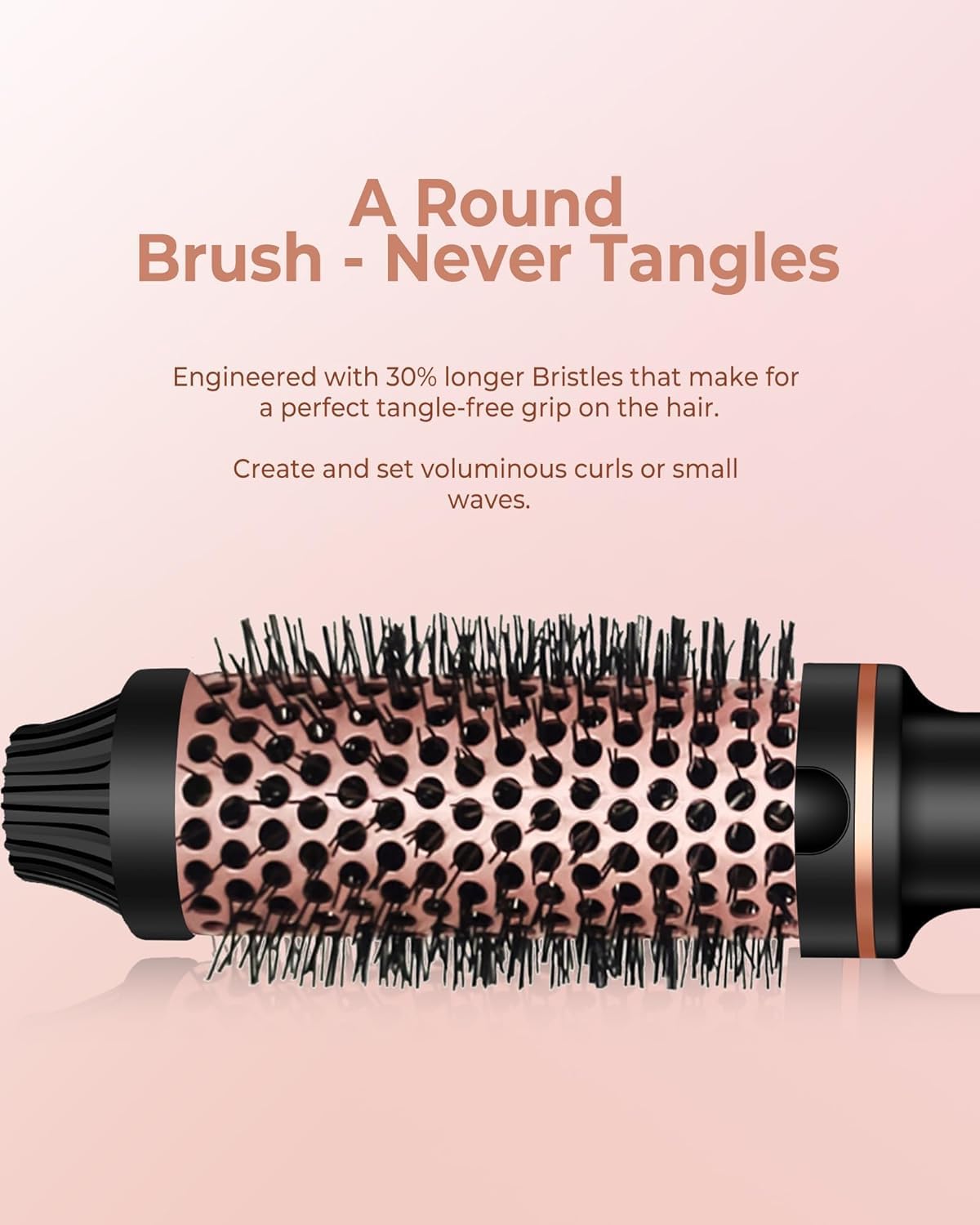 Thermal Hot Air Styler Brush 38mm LCD Display Ceramic Black Gold NEW