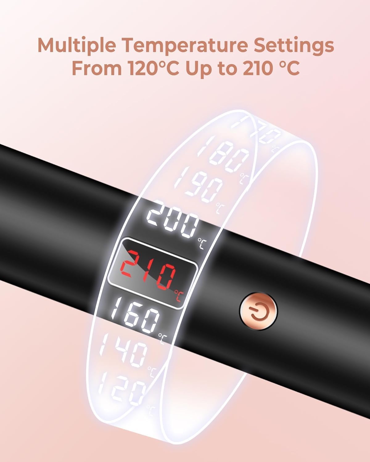 Thermal Hot Air Styler Brush 38mm LCD Display Ceramic Black Gold NEW