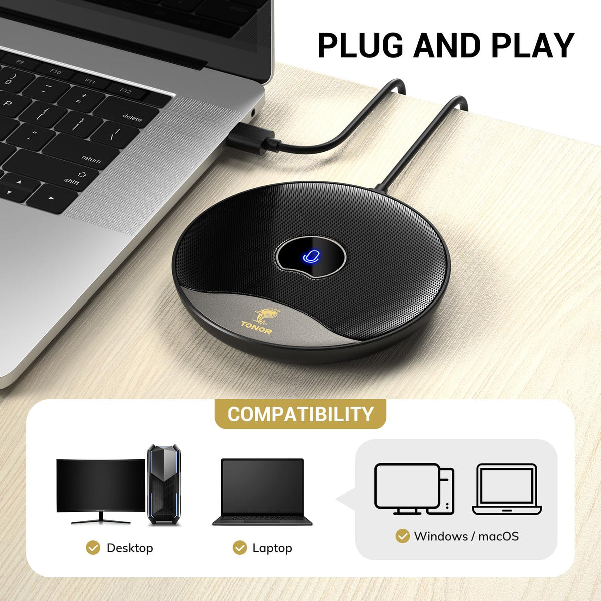 TONOR USB PC Microphones PC Microphone 360° Omnidirectional Conference NEW