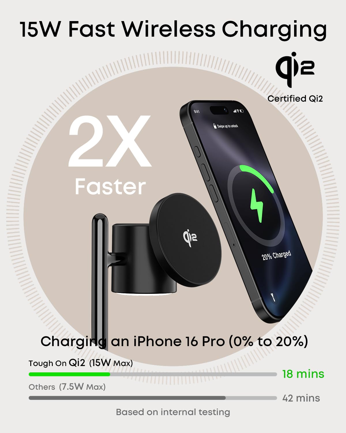 TOUGH ON MagMore 4 in 1 Wireless Charger Qi2 15W Fast Charging Black NEW