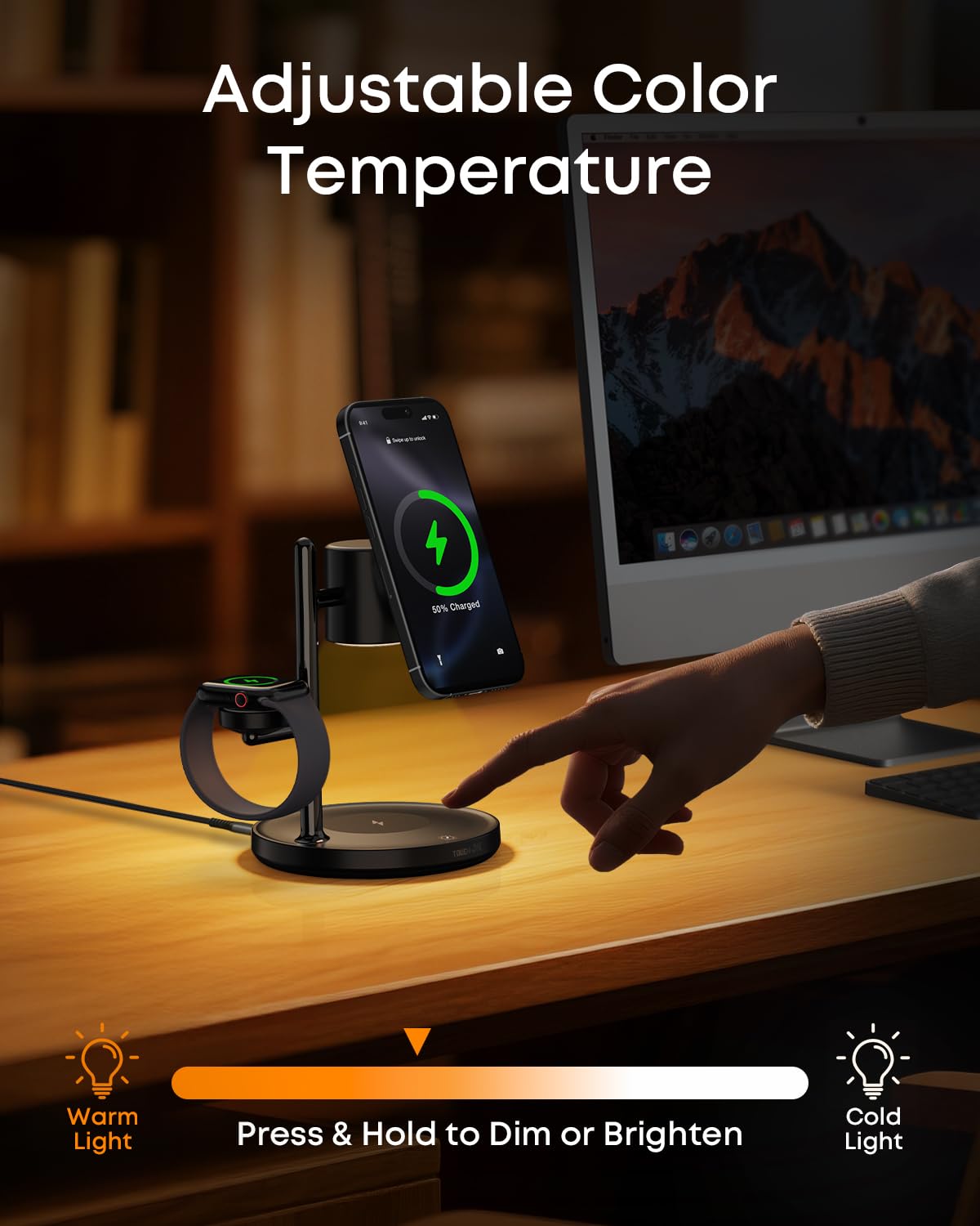 TOUGH ON MagMore 4 in 1 Wireless Charger Qi2 15W Fast Charging Black NEW