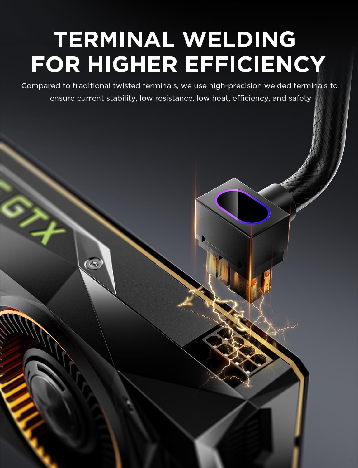 AsiaHorse Hydrus 8PIN GPU Extension Cable ARGB 90° Black Power NEW