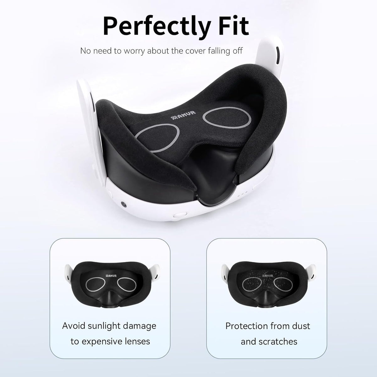 AMVR Lens Virtual Reality Protector Set for Meta Quest 3 VR Headset - Black NEW