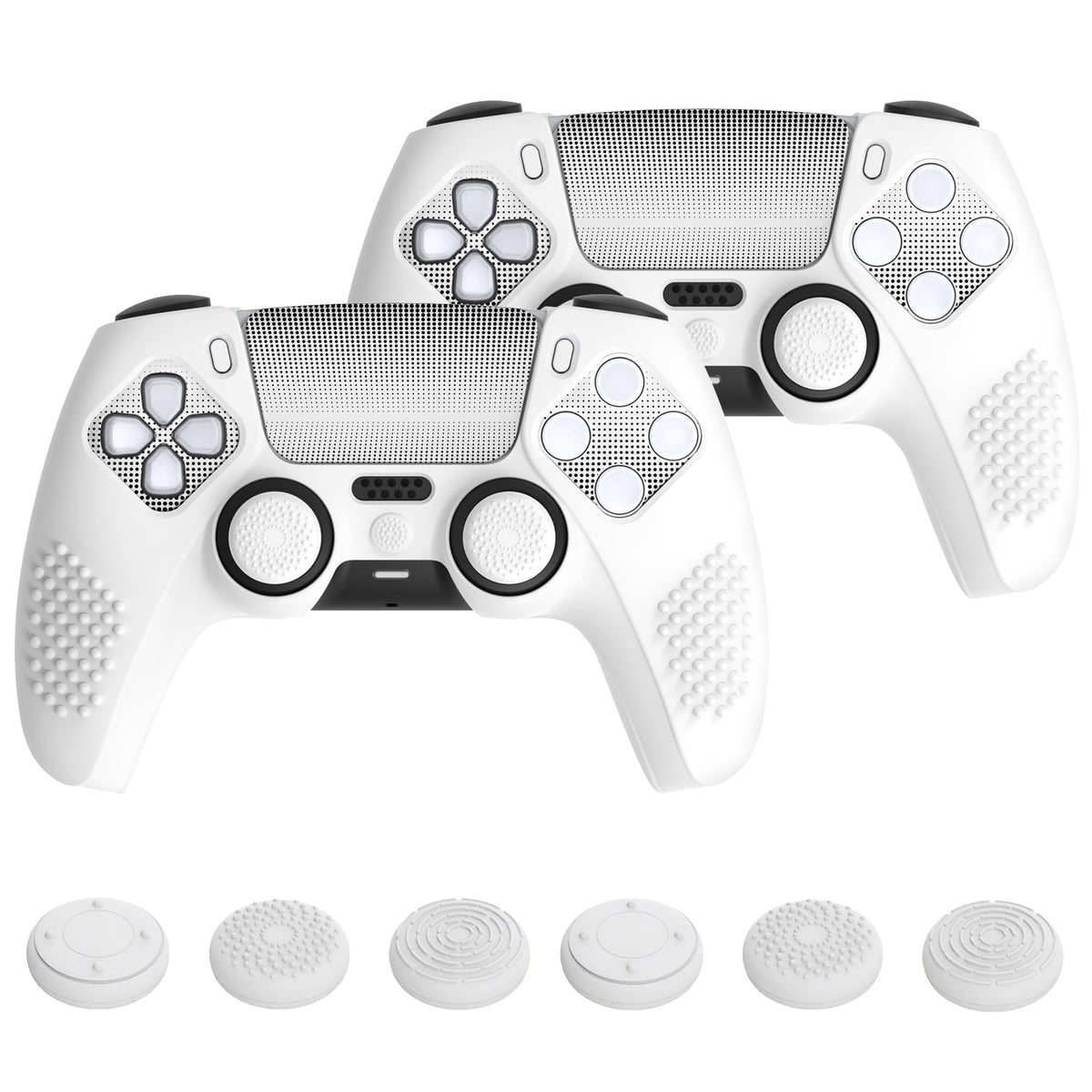PlayVital PS5 Controller Silicone Skin Cover White 2 Pack Set NEW
