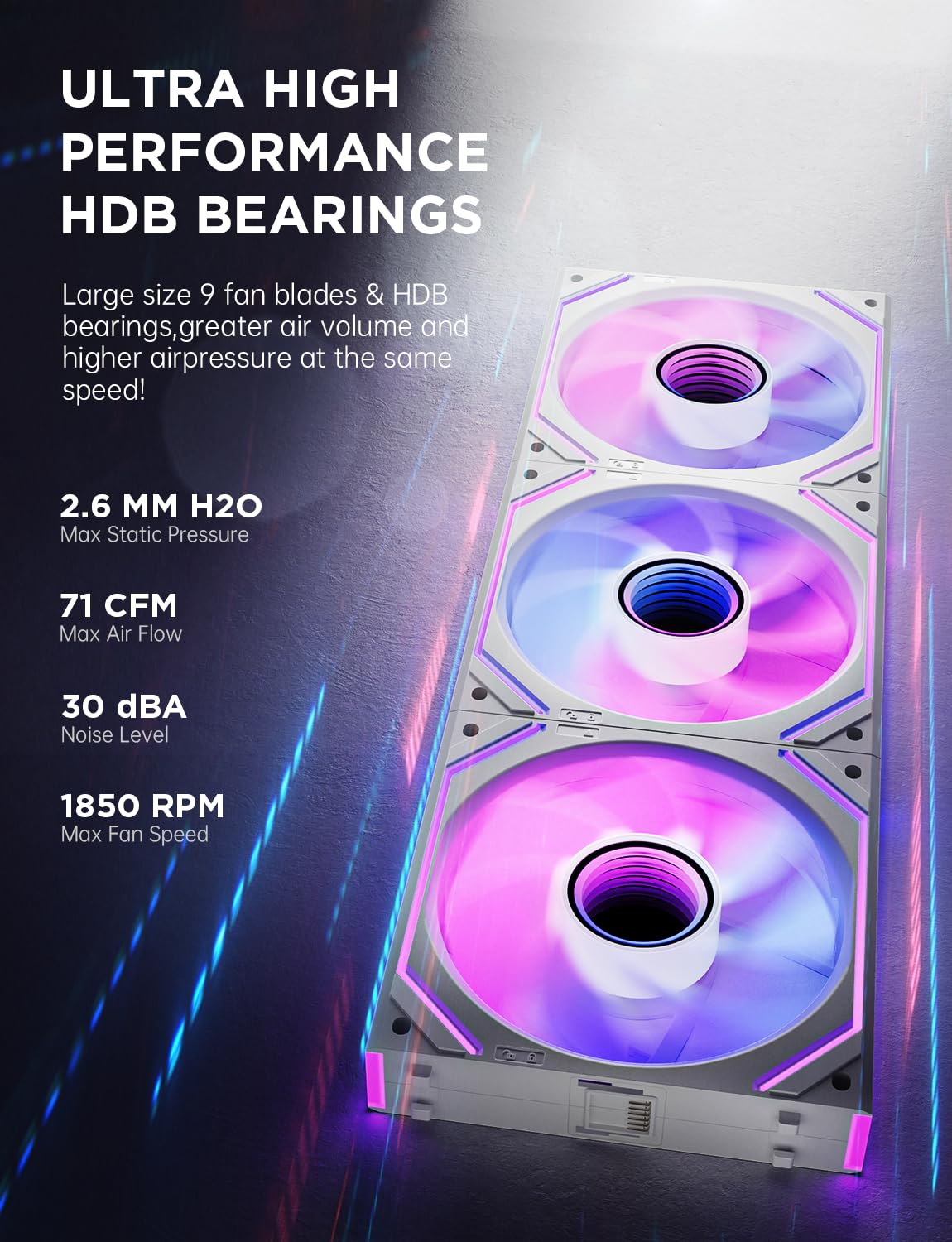 AsiaHorse Dawn PRO 120mm ARGB PWM Case Fan White 1850RPM DEMO