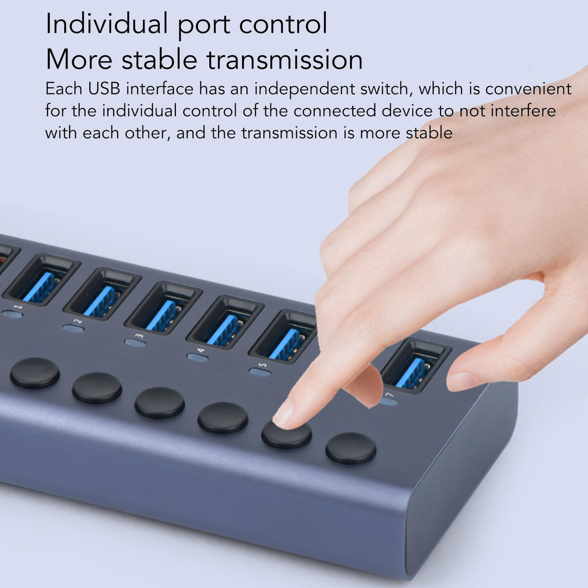 10 Port USB Hubs USB 3.0 Hub with Individual Switches Powered Grey NEW