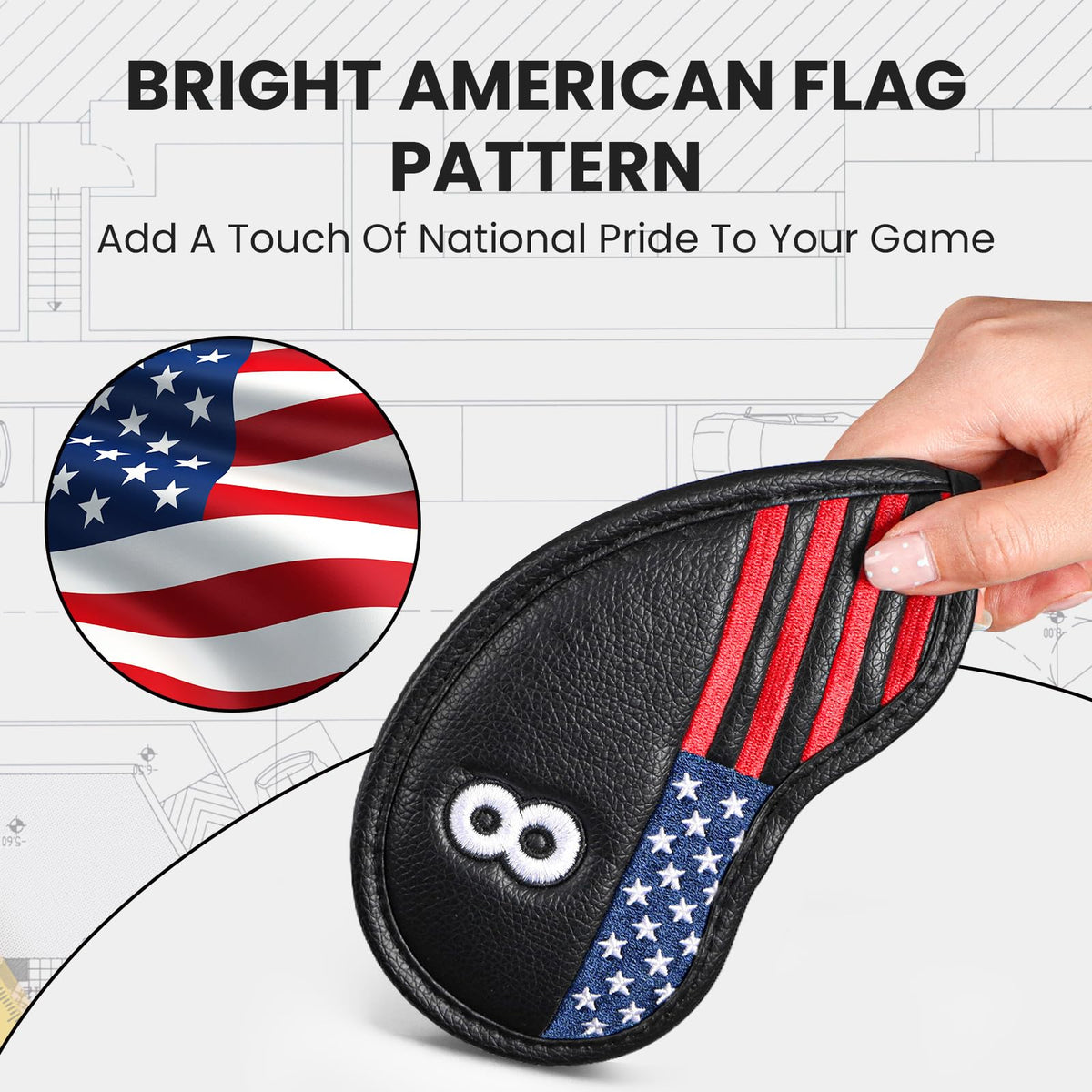 FINGER TEN Golfing Accessories Golf Iron Covers Magnetic 11 Pack Black DEMO