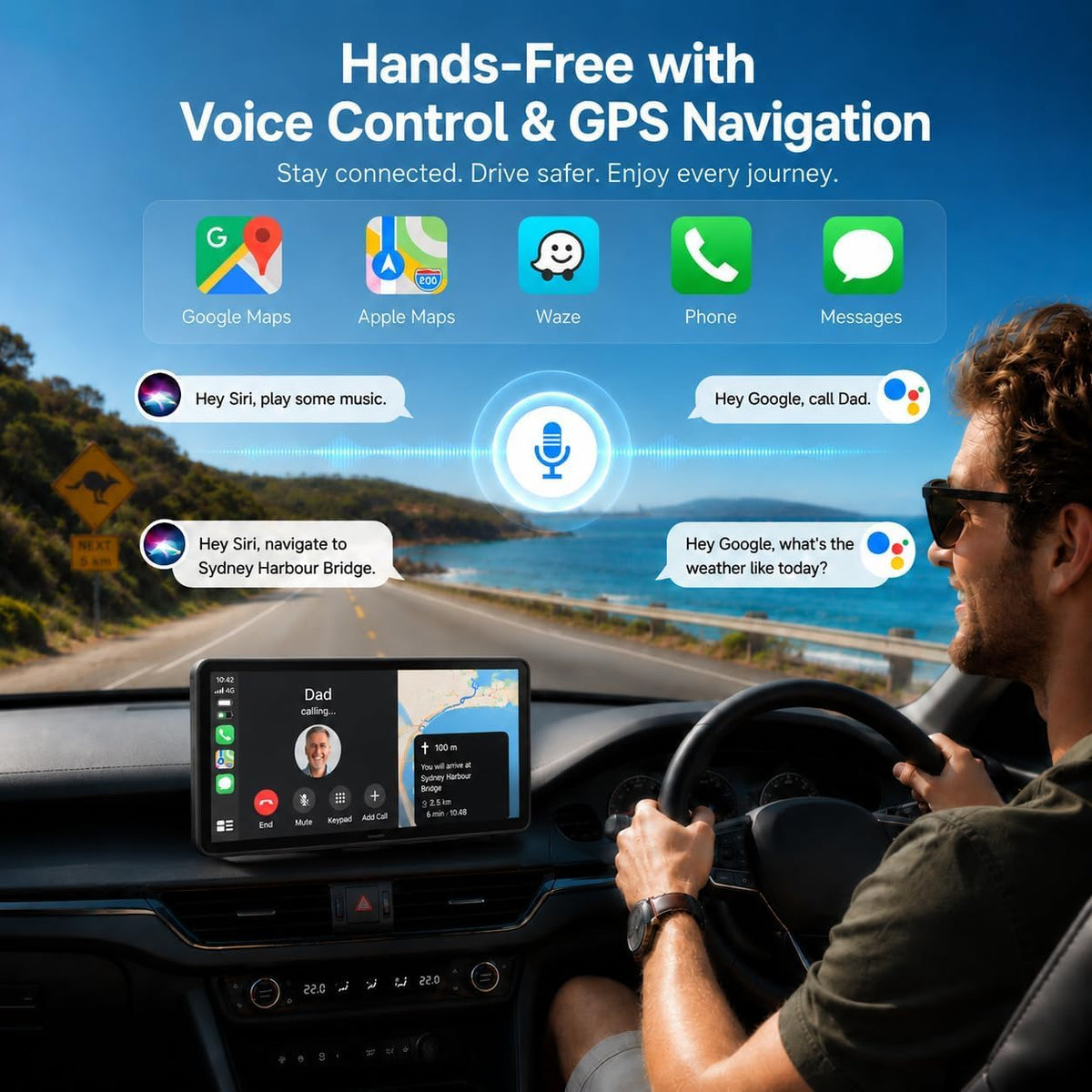 7" Portable On-Dash-Monitoring Wireless CarPlay Android Auto Dashboard DEMO