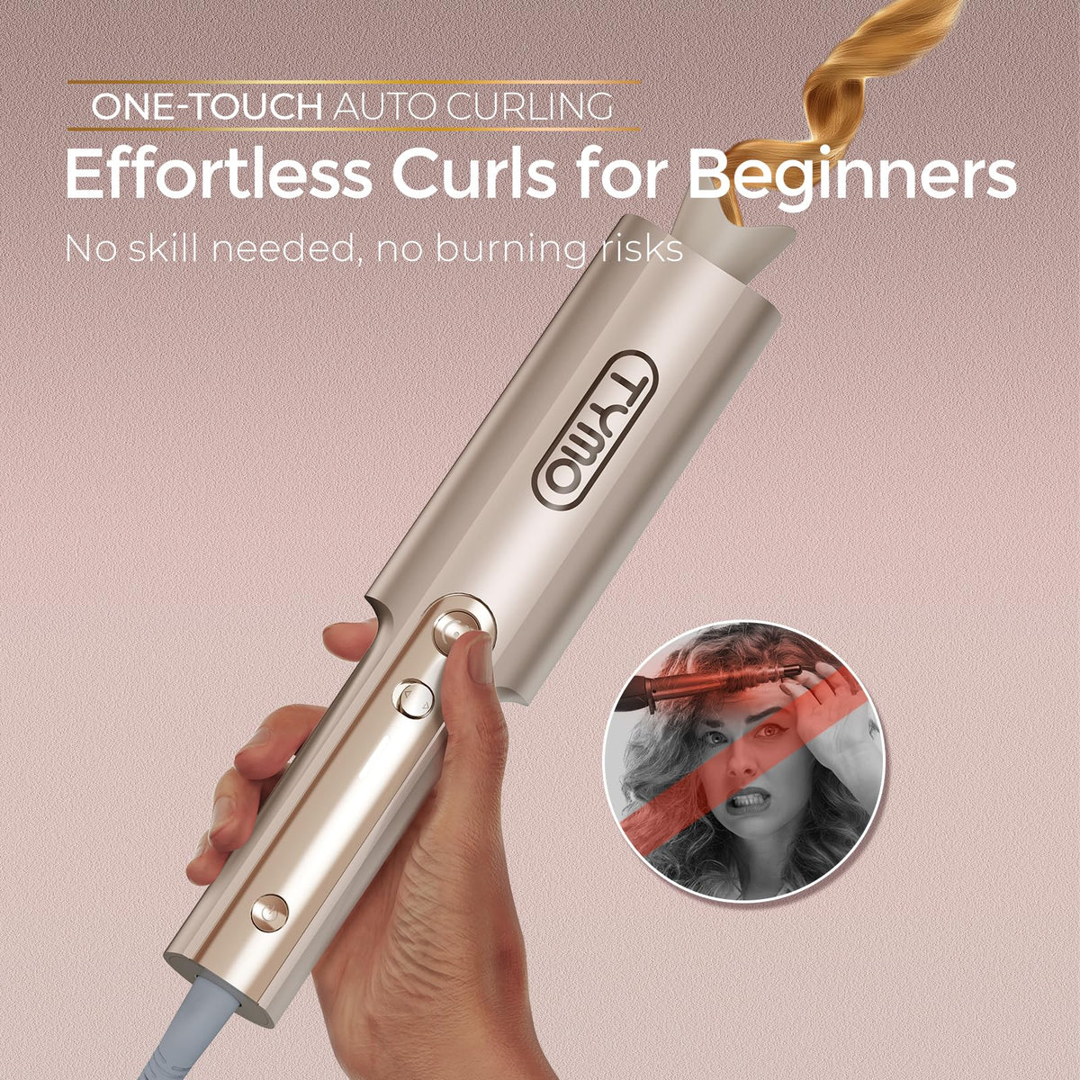 TYMO CurlPro Plus 25mm Automatic Rotating Curling Tongs Gold Size 25mm / 1" DEMO