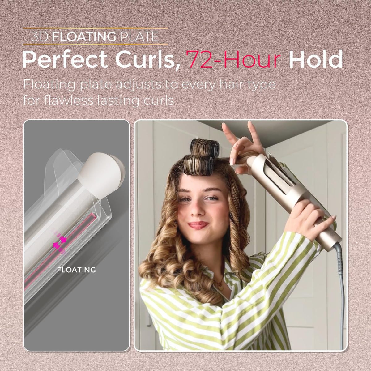 TYMO CurlPro Plus 25mm Automatic Rotating Curling Tongs Gold Size 25mm / 1" DEMO