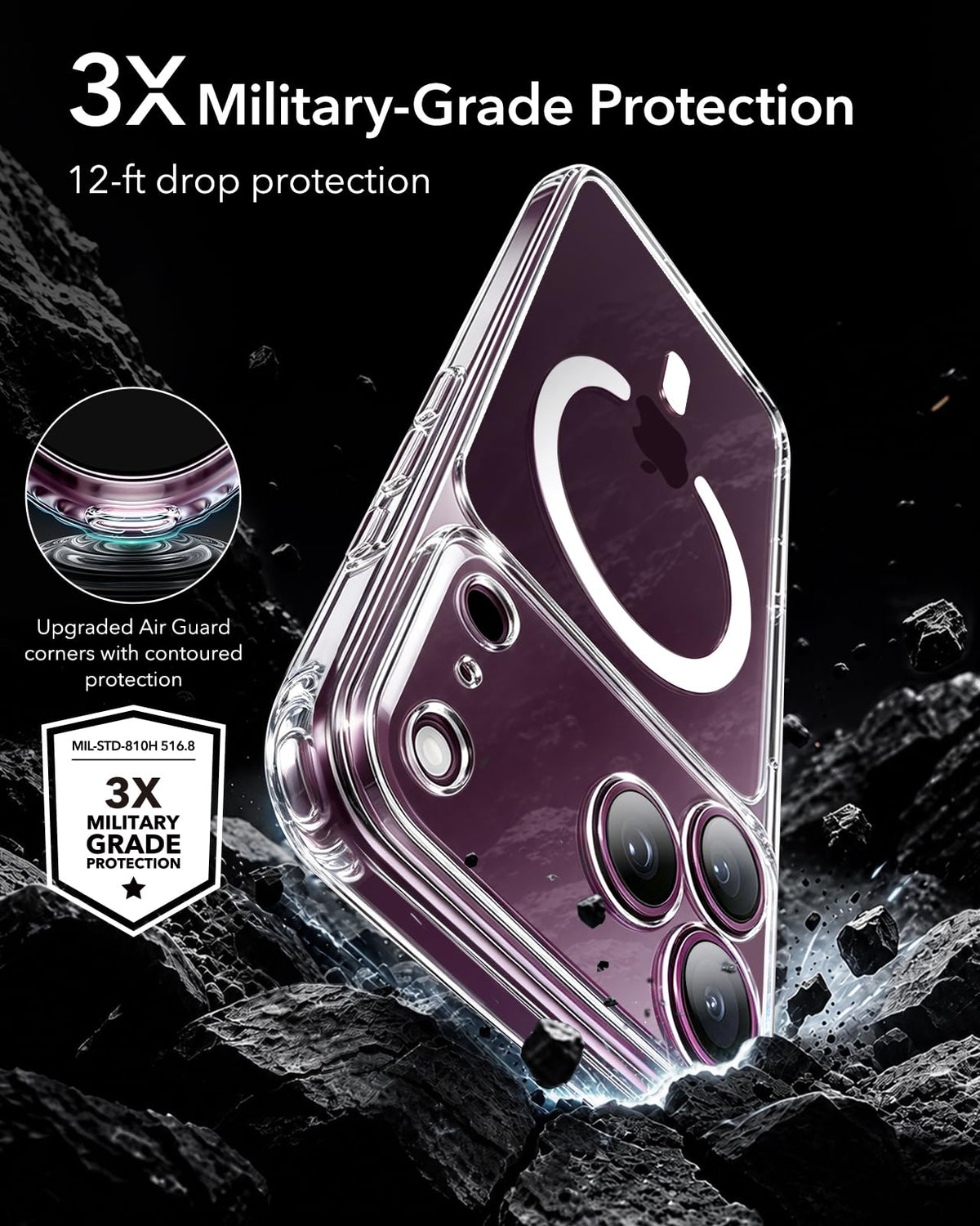 ESR Clear Hybrid iPhone 17 Pro Case - Protective Phone Cover Size iPhone DEMO
